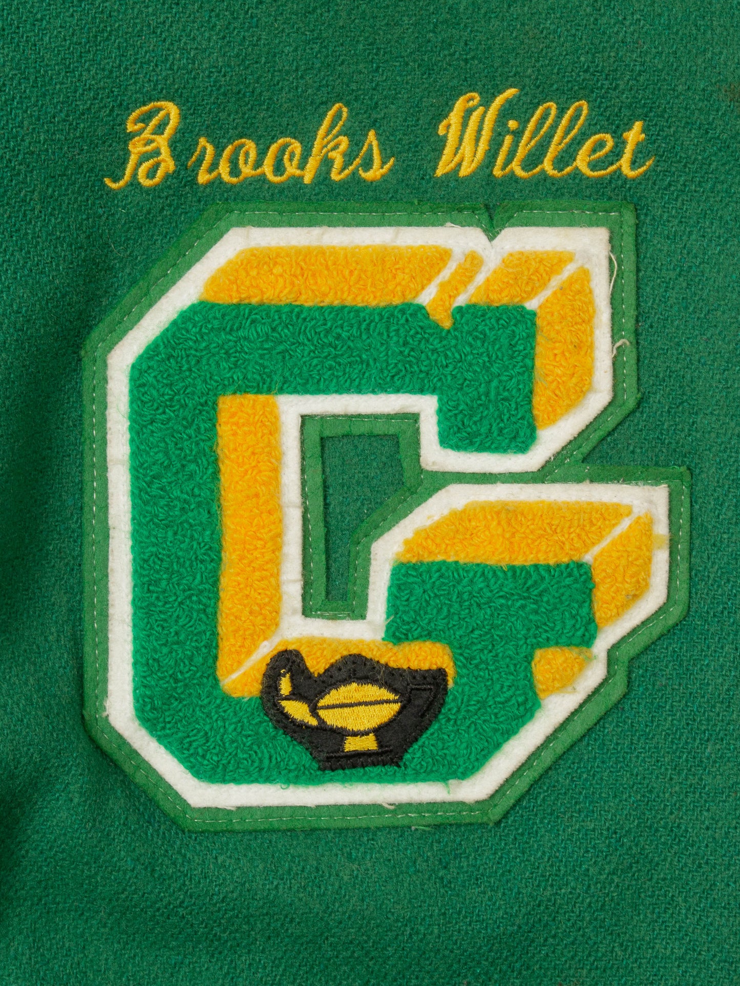 Vtg Green Wool Varsity Jacket - Made in USA (XXL)