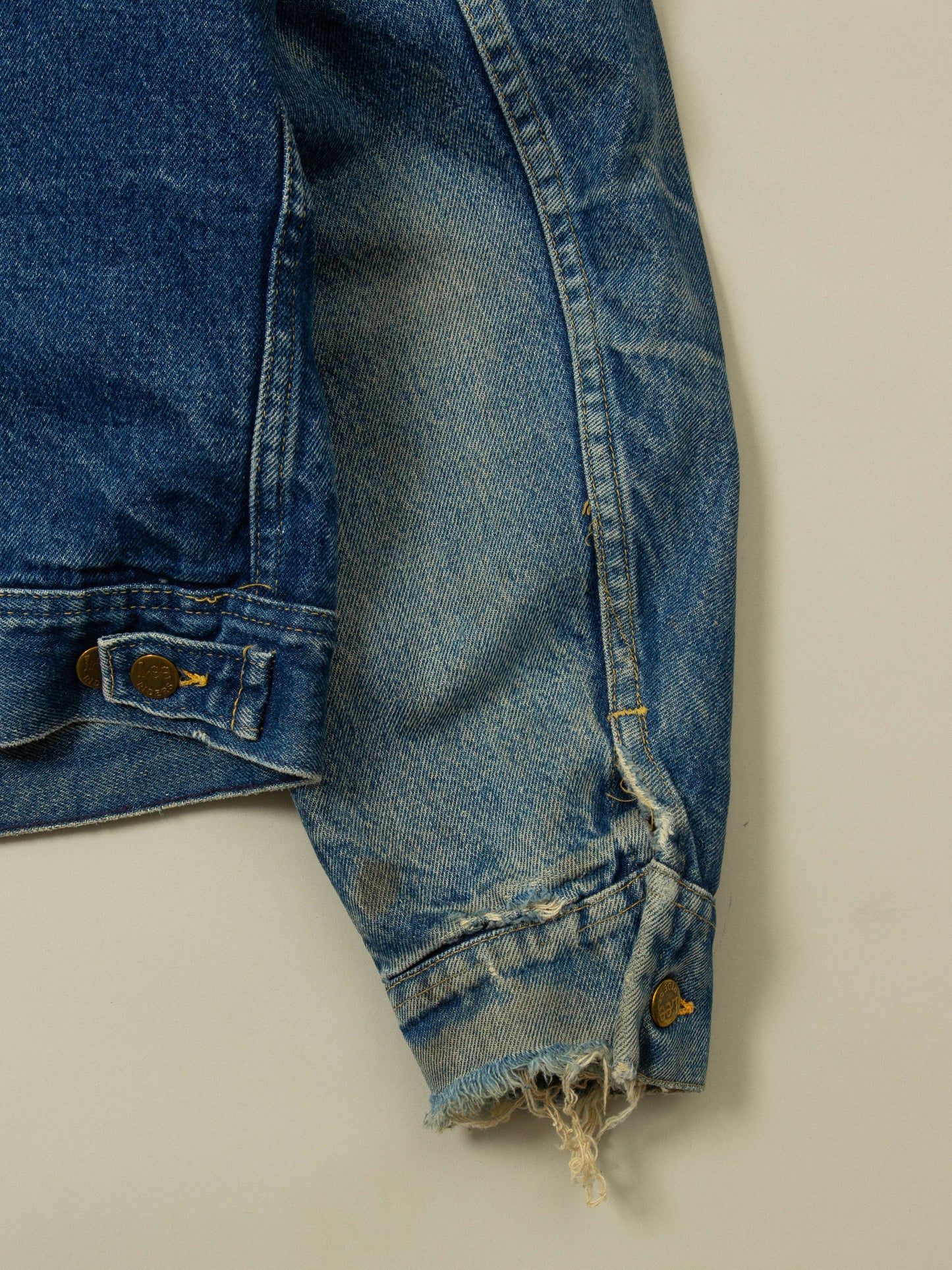Vtg 1980s Lee Storm Rider Lined Denim Jacket - Made in USA (L)