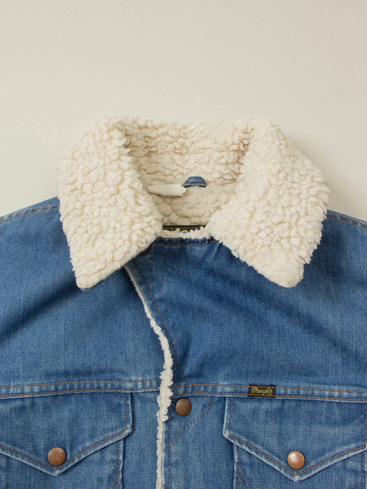 Vtg 1970s Wrangler Denim Sherpa Coat - Made in USA (S)