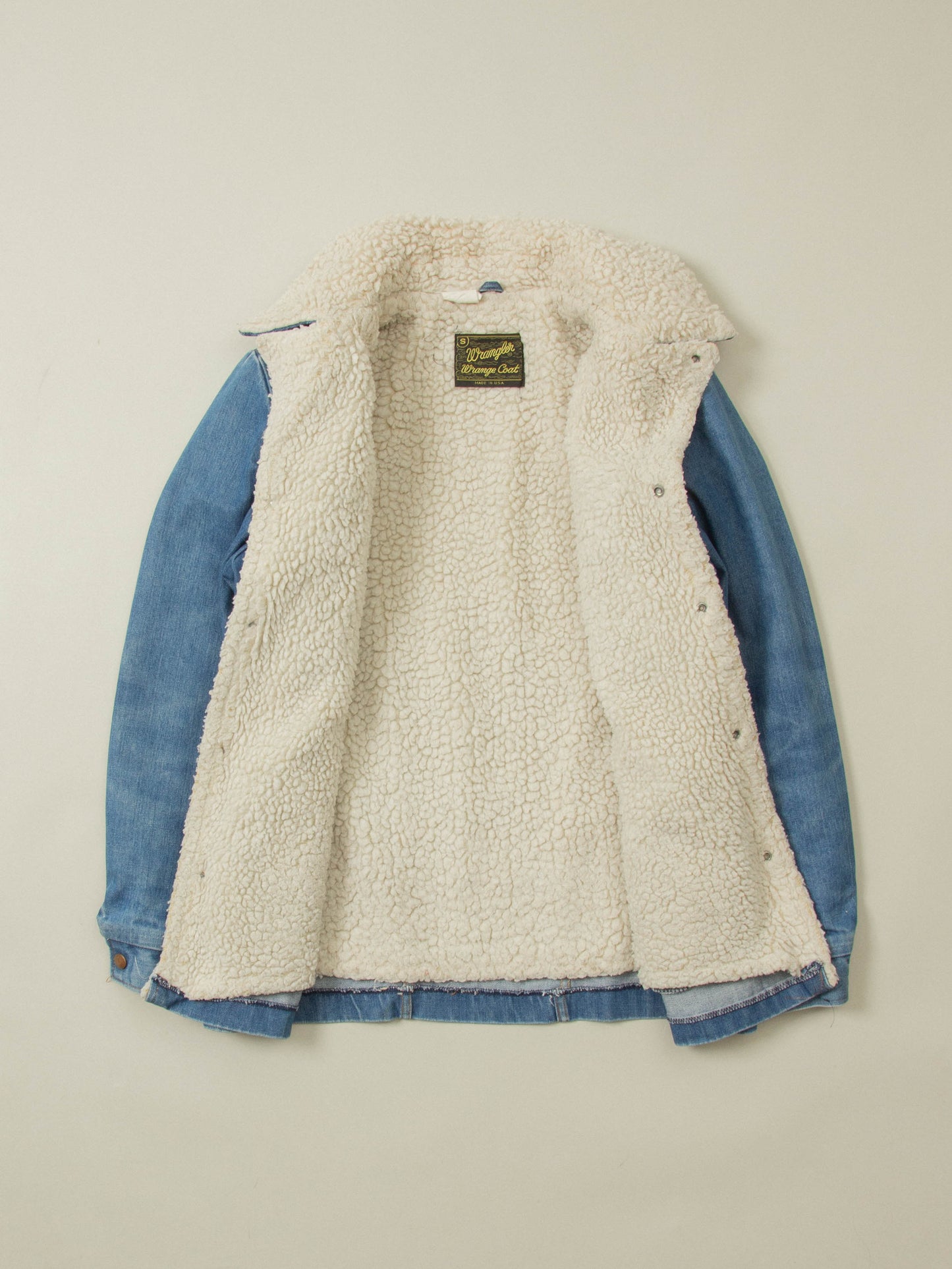 Vtg 1970s Wrangler Denim Sherpa Coat - Made in USA (S)