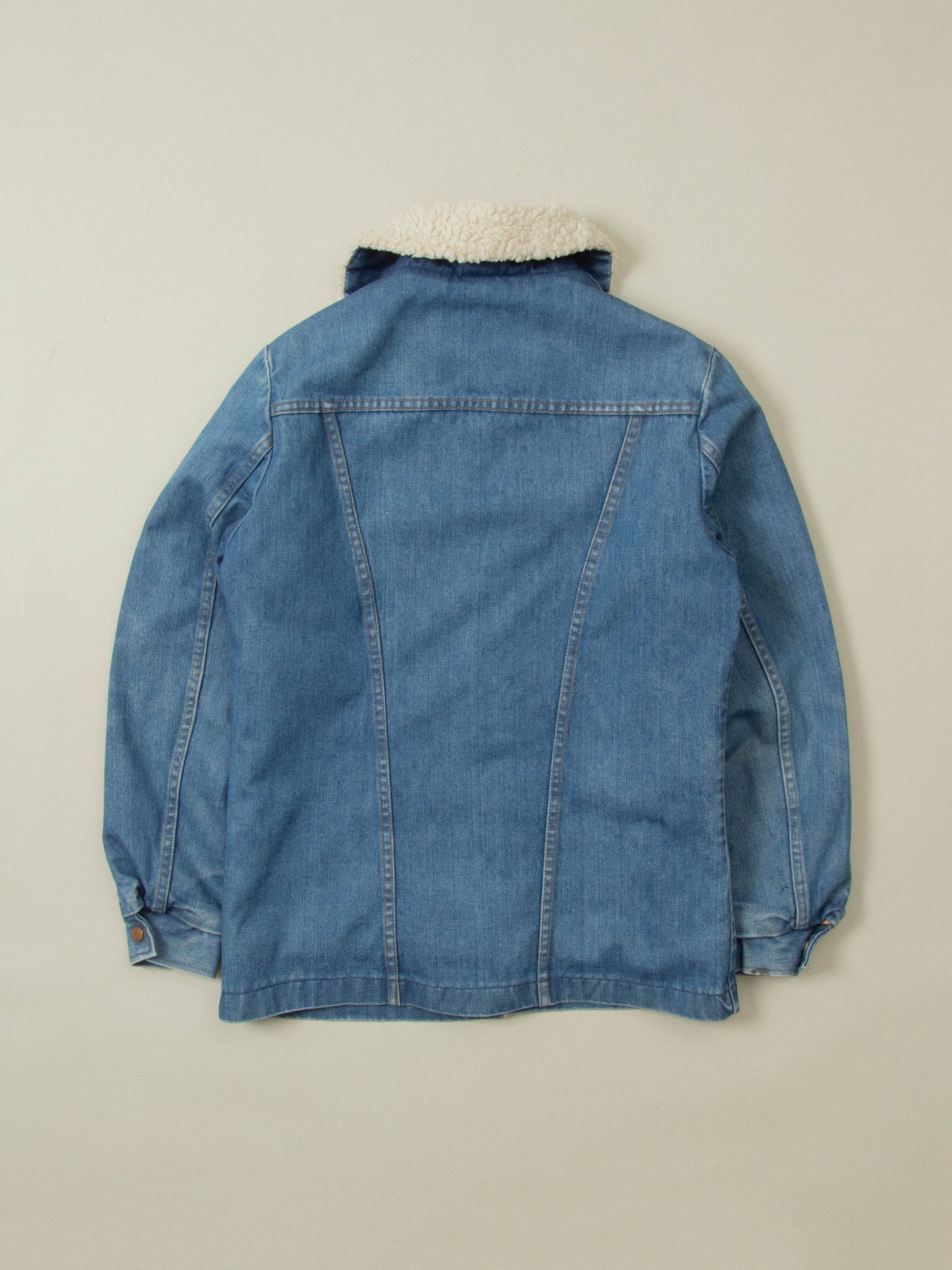 Vtg 1970s Wrangler Denim Sherpa Coat - Made in USA (S)
