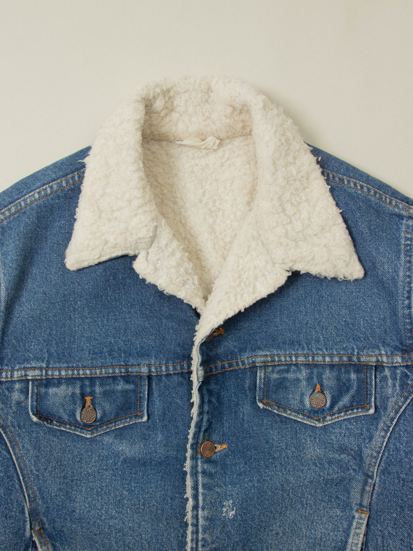 Vtg 1970s Sherpa Lined Denim Jacket (M)