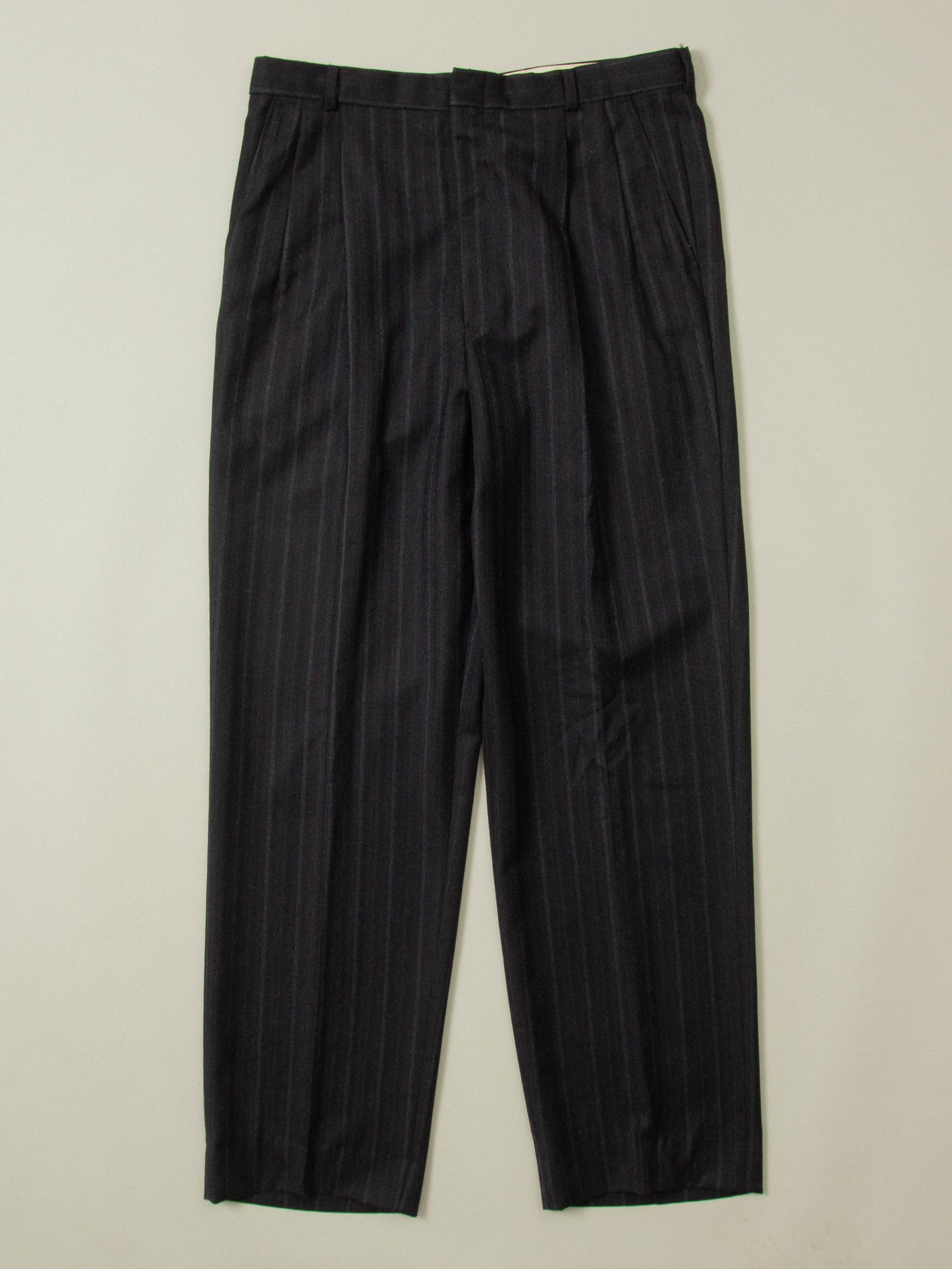 Vtg Pinstriped Pleated Wool Dress Trousers (34x32)