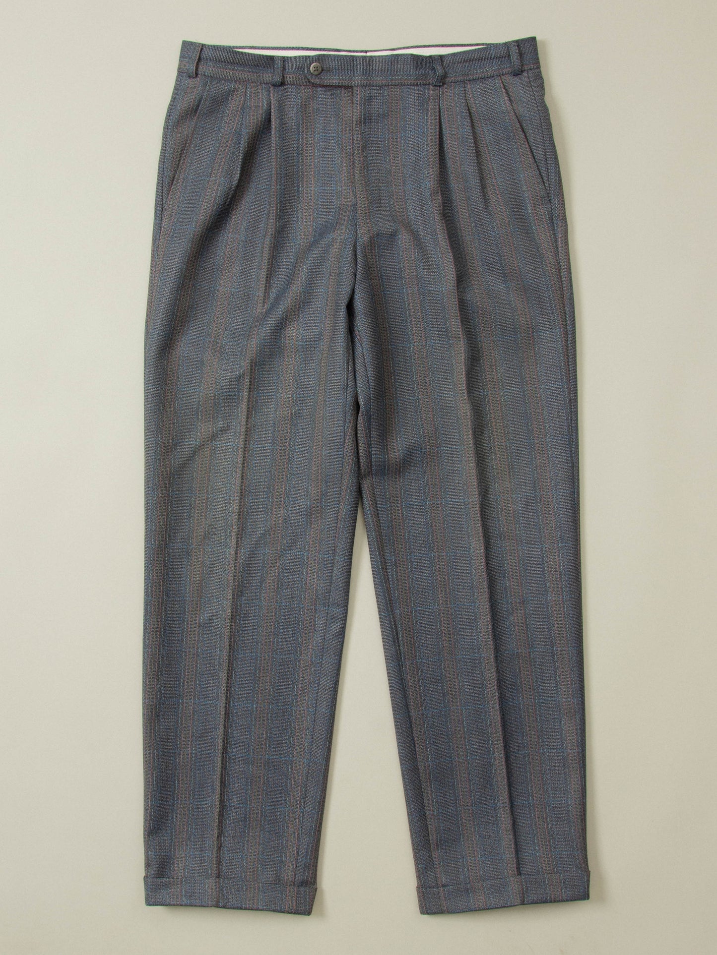 Vtg Pleated Wool Dress Trousers (34x33)