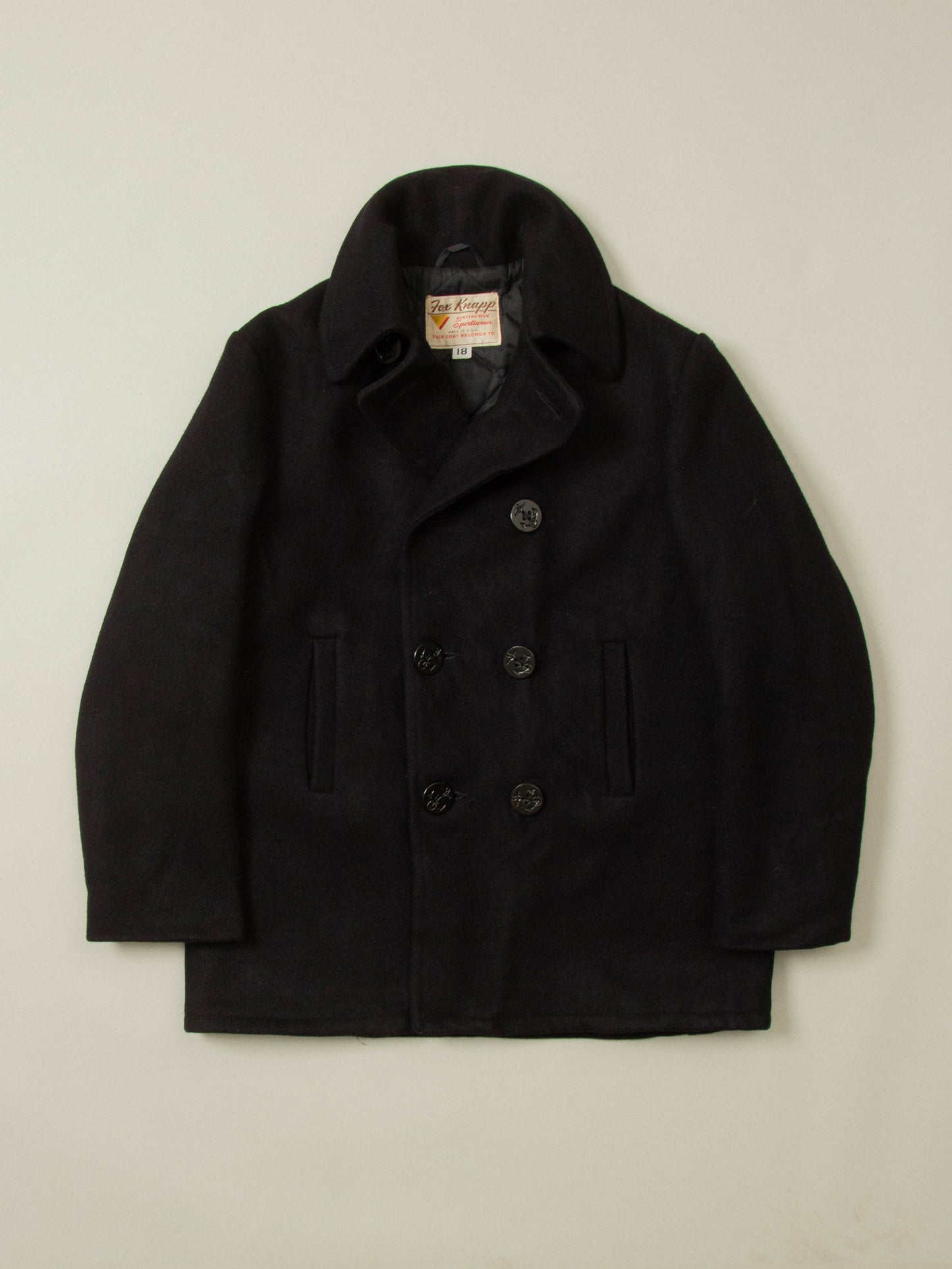 Vtg 1960s Fox Knapp Wool Peacoat - Made in USA (S)
