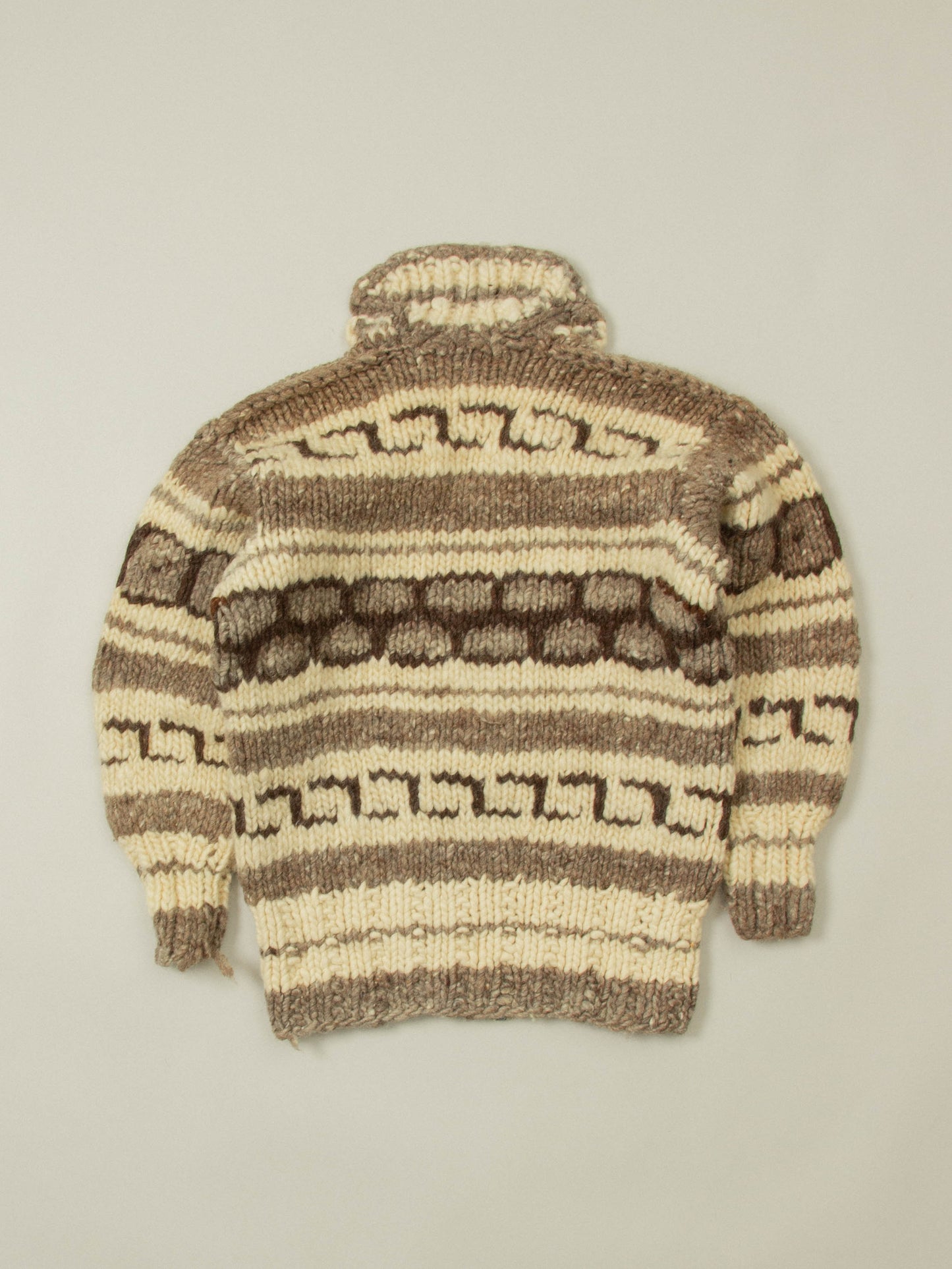 Vtg 1960s Heavy Cowichan Wool Sweater (S)