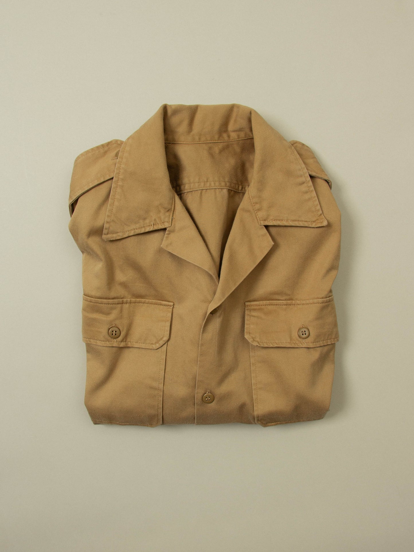 Vtg 1970s Greek Army Khaki Officer Shirt