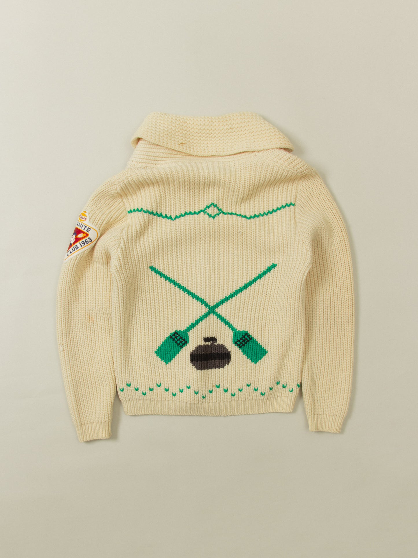 Vtg 1970s Curling Cowichan Wool Cardigan - Made in Canada (M)