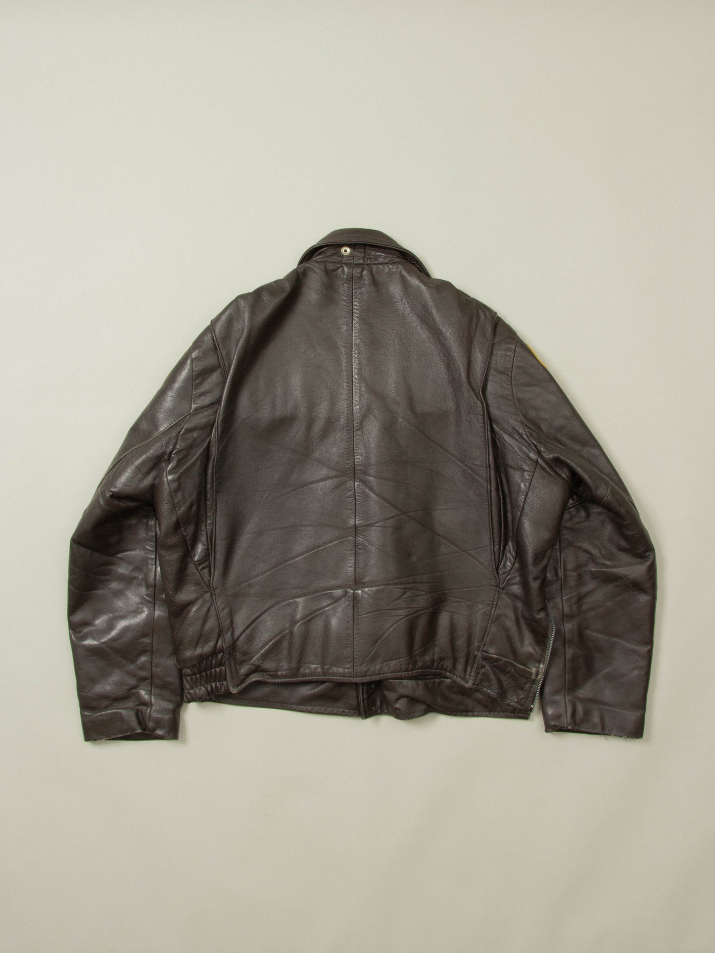 Vtg 1960s Bridgeview Illinois Police Leather Jacket - Made in USA (L)