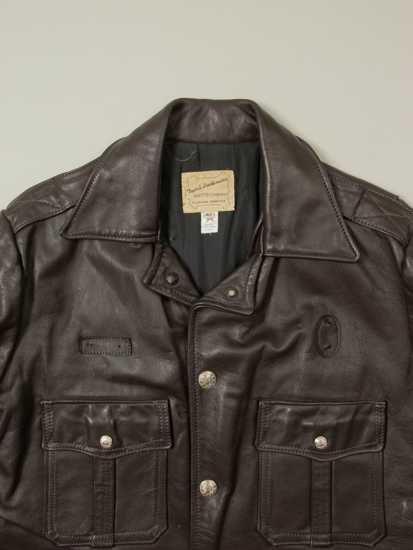 Vtg 1970s Bridgeview Illinois Police Leather Jacket - Made in USA (M/L)