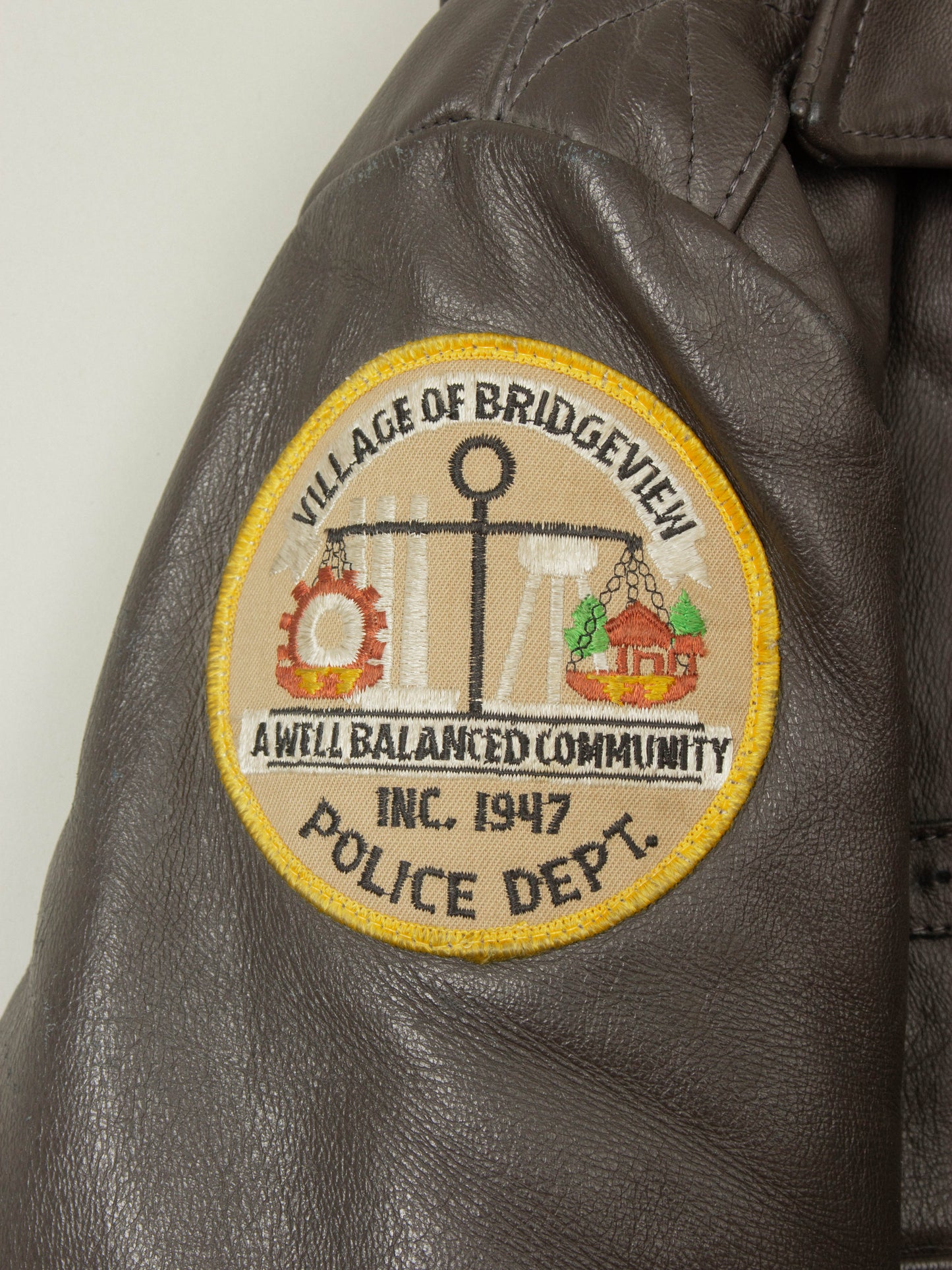 Vtg 1970s Bridgeview Illinois Police Leather Jacket - Made in USA (M/L)