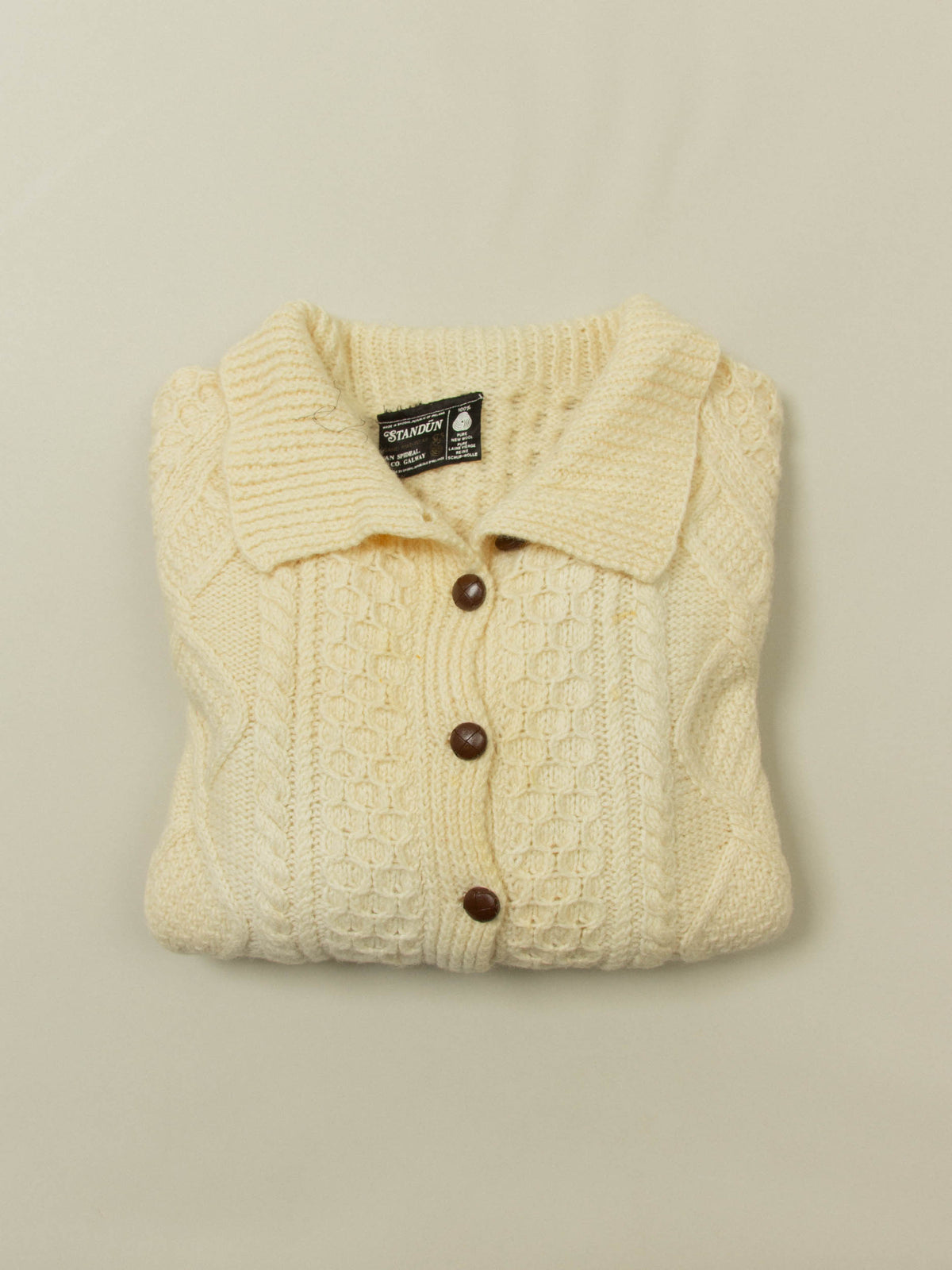 Vtg 1980s Women's Fisherman Knit Cardigan – Made in Ireland (L)