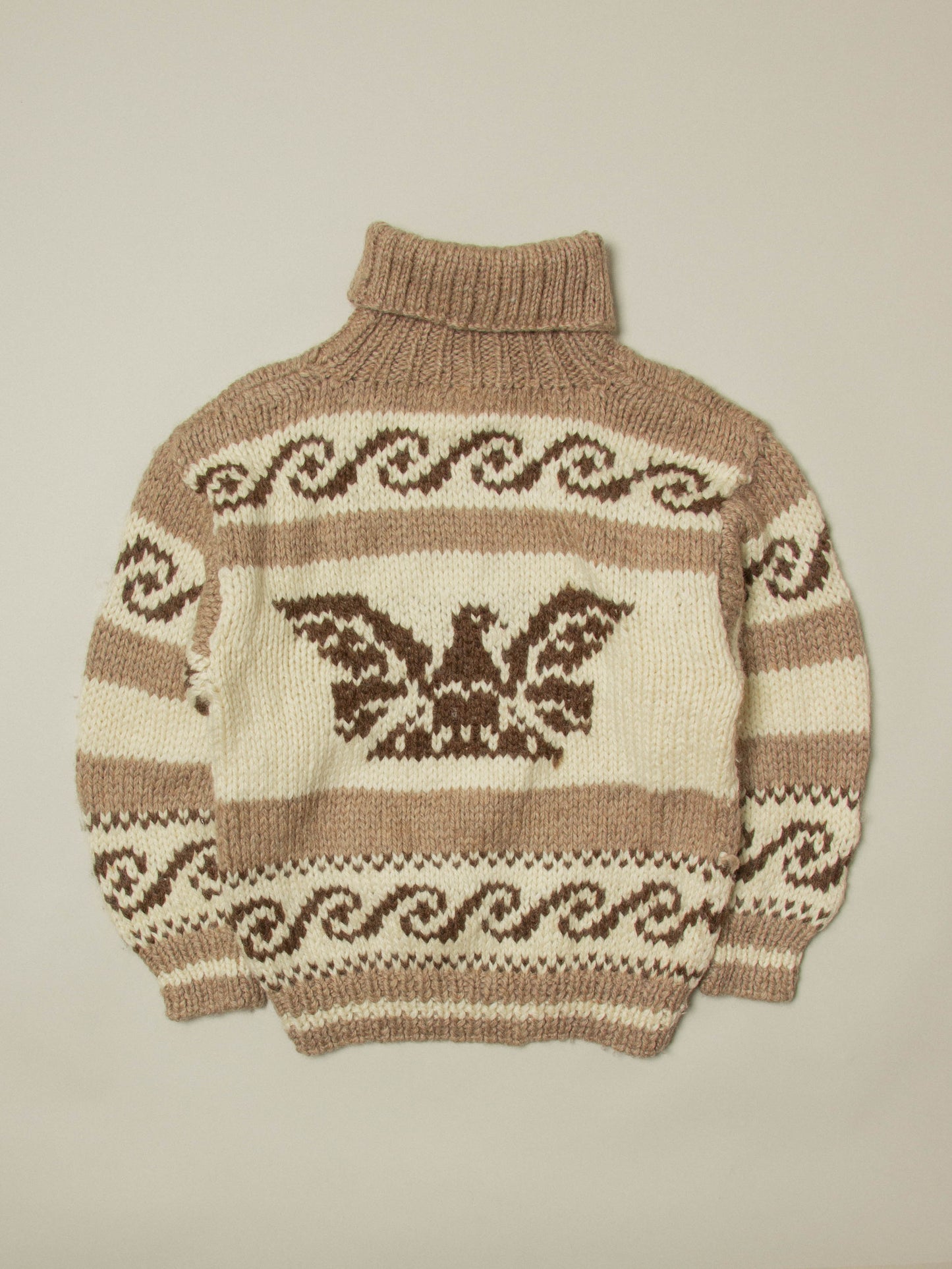 Vtg 1980s Heavy Cowichan Wool Roll Neck (S)