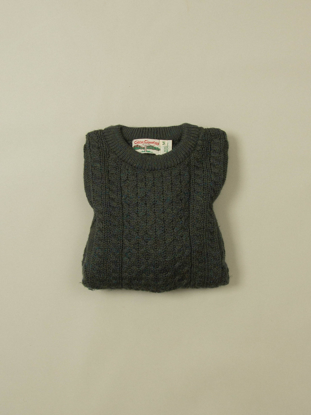 Vtg 1990s Celtic Country Knitted Wool Sweater - Made in Ireland (L)
