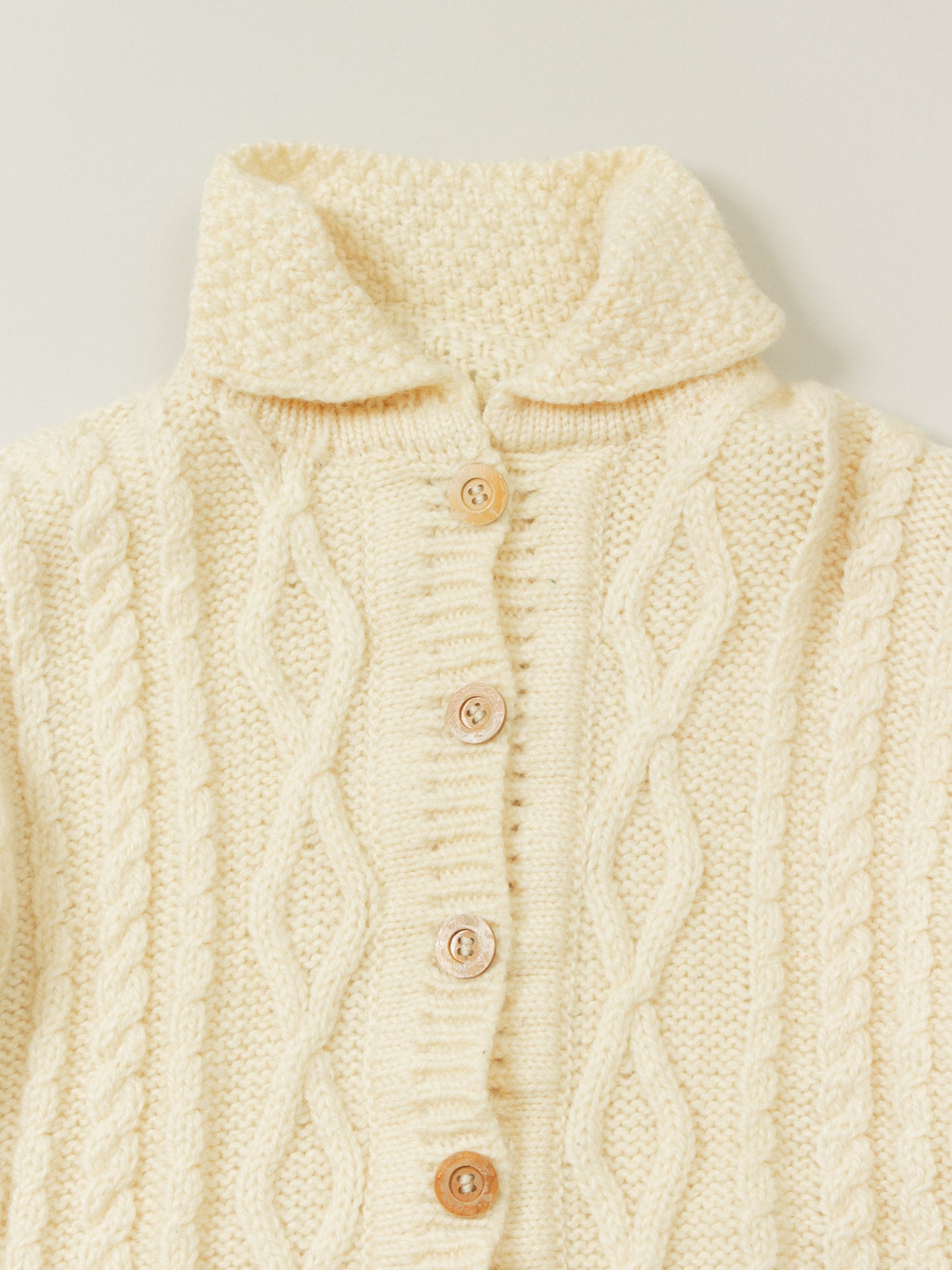 Vtg Cable Knitted Wool Cardigan (Women's L)