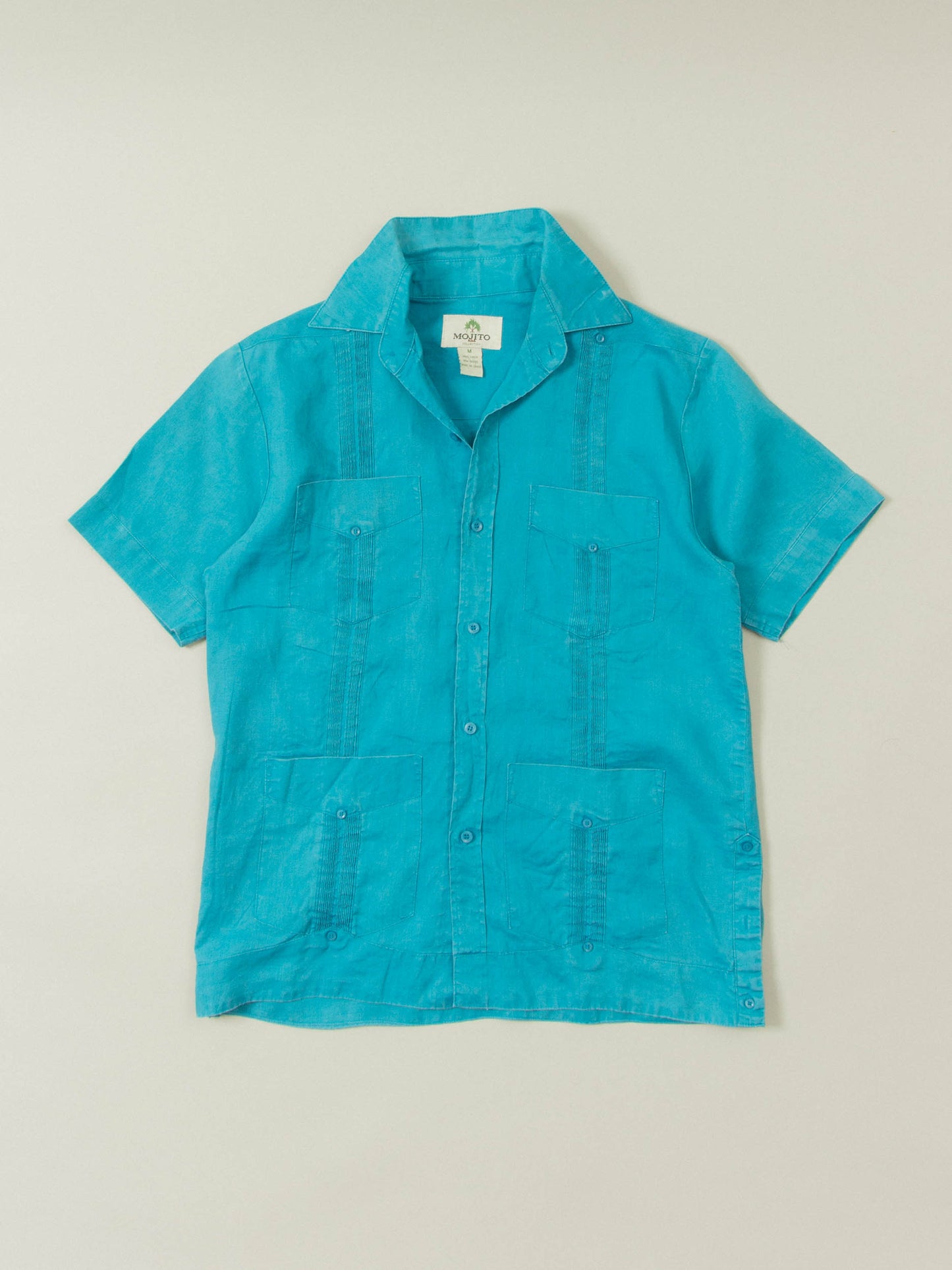 Vtg 1990s Short Sleeve Linen Cuban Shirt (M)