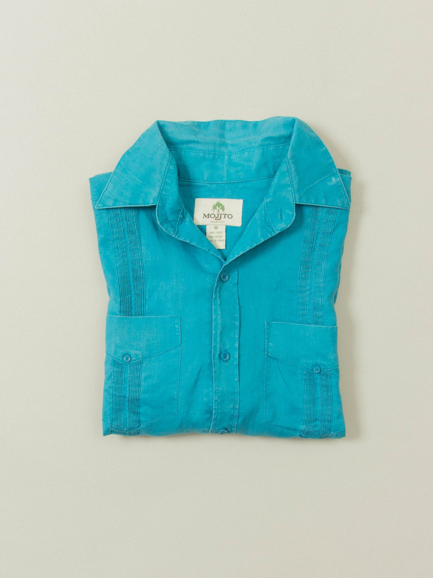 Vtg 1990s Short Sleeve Linen Cuban Shirt (M)