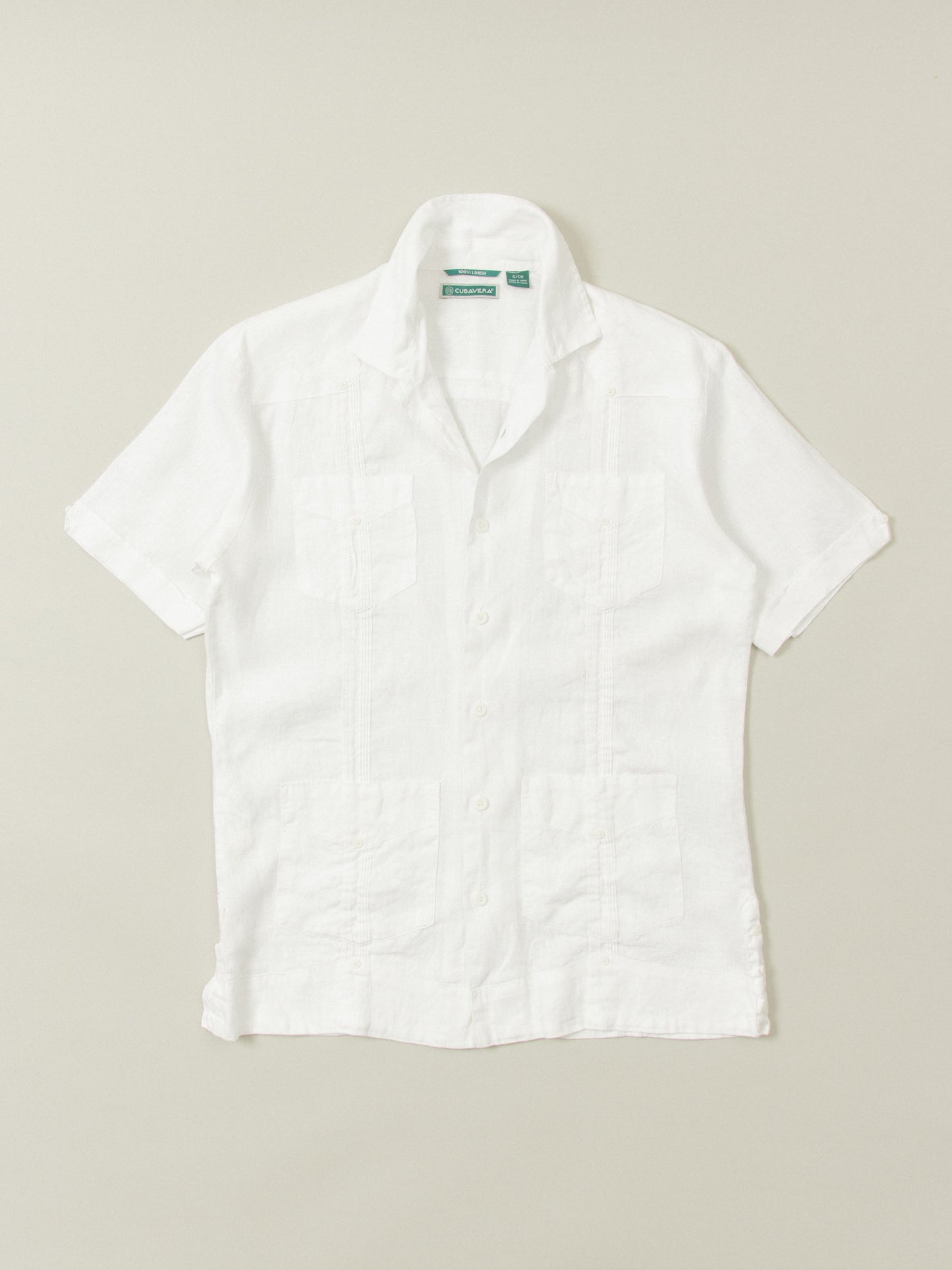 2000s Short Sleeve Linen Cuban Shirt (S/M)