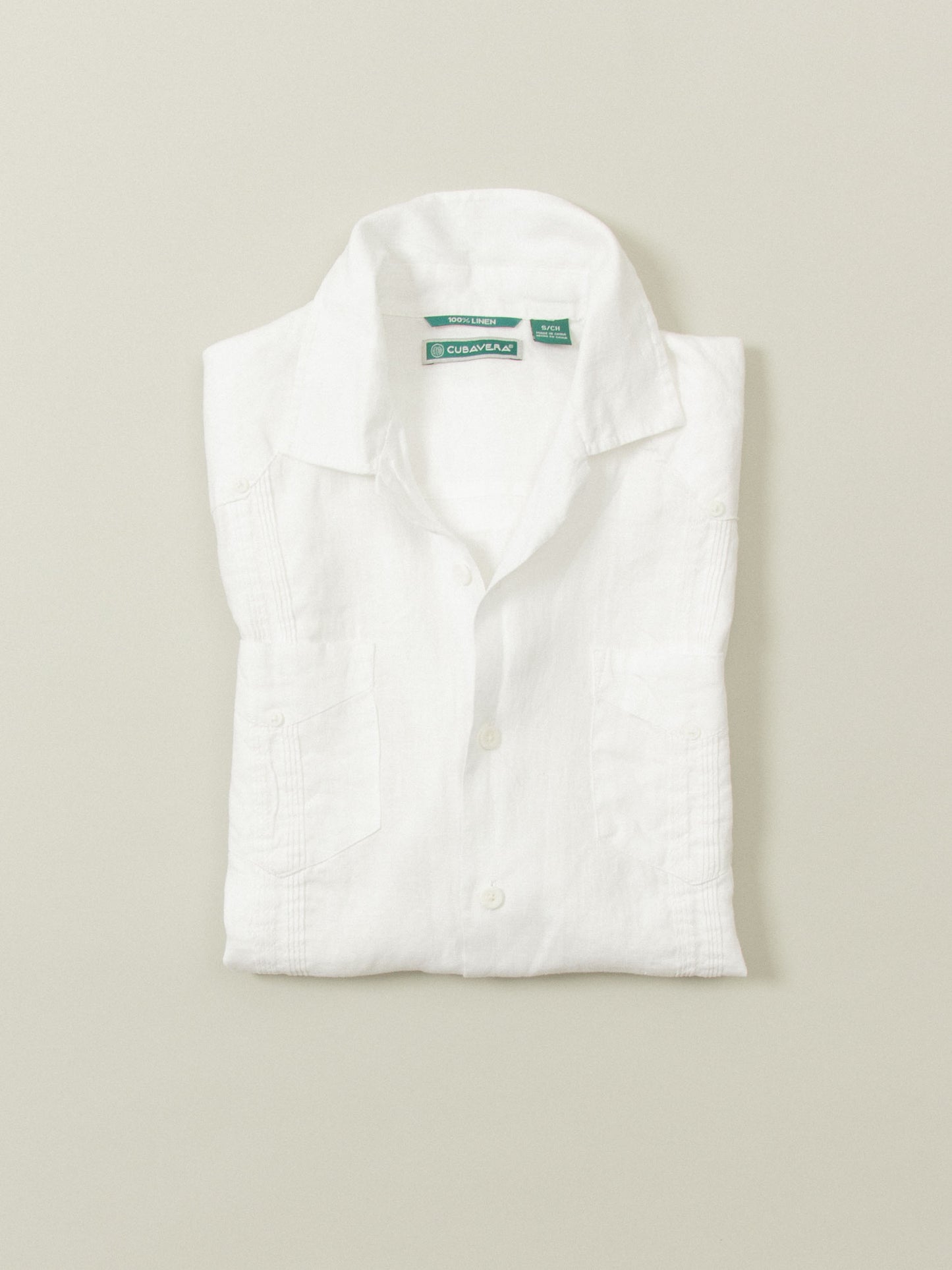 2000s Short Sleeve Linen Cuban Shirt (S/M)