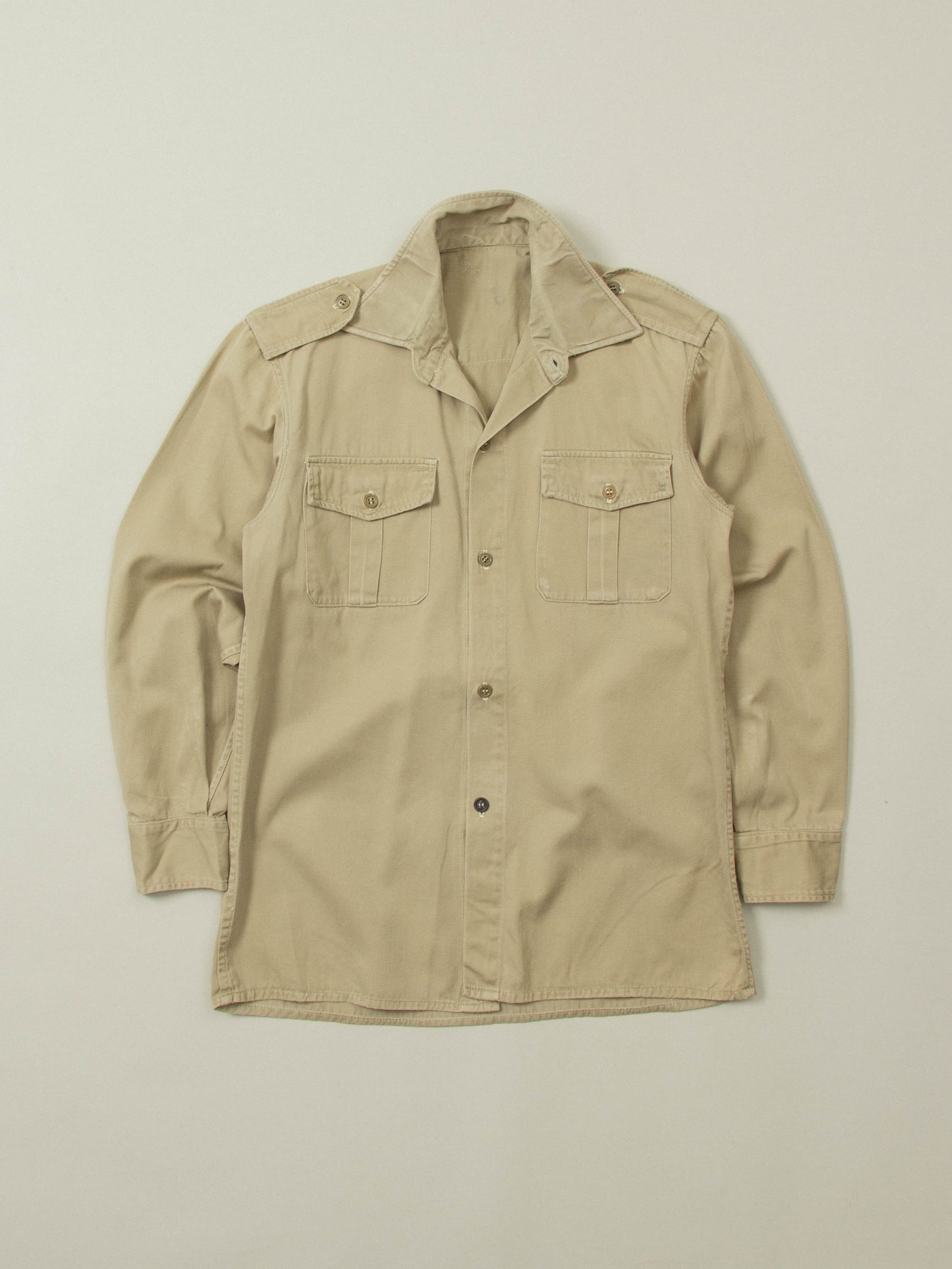 Vtg 1970s Khaki Army Shirt (S)