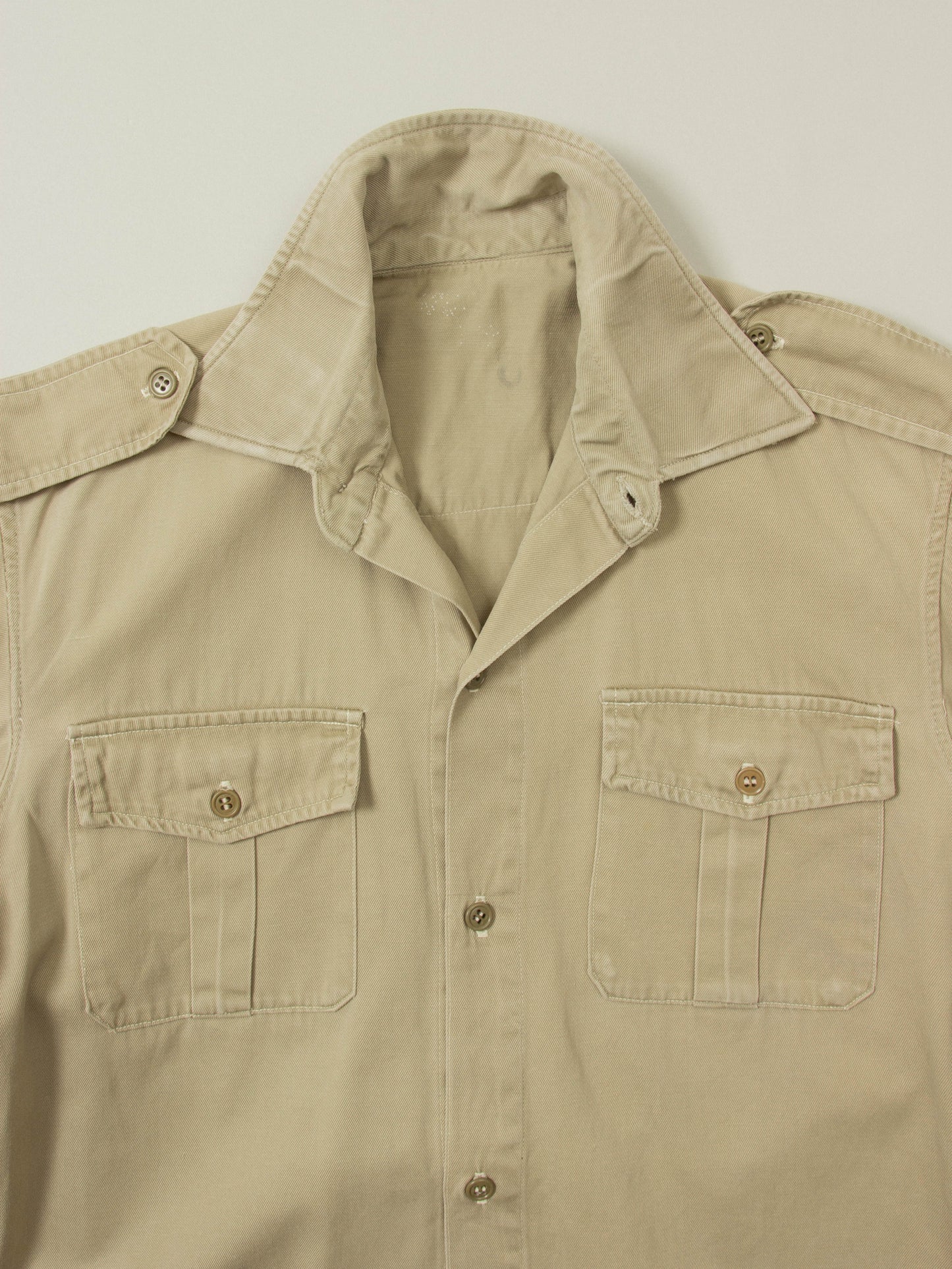 Vtg 1970s Khaki Army Shirt (S)