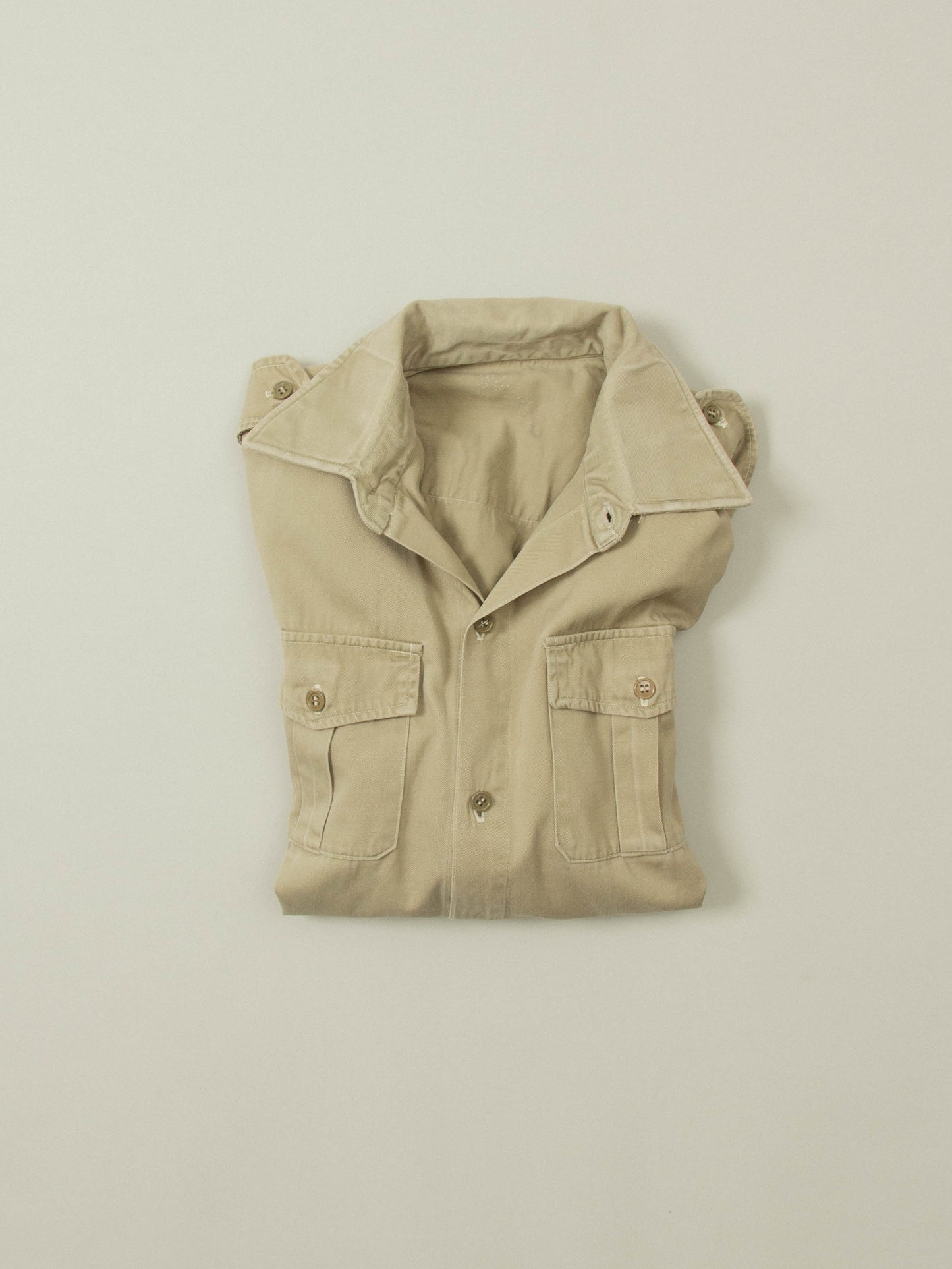 Vtg 1970s Khaki Army Shirt (S)