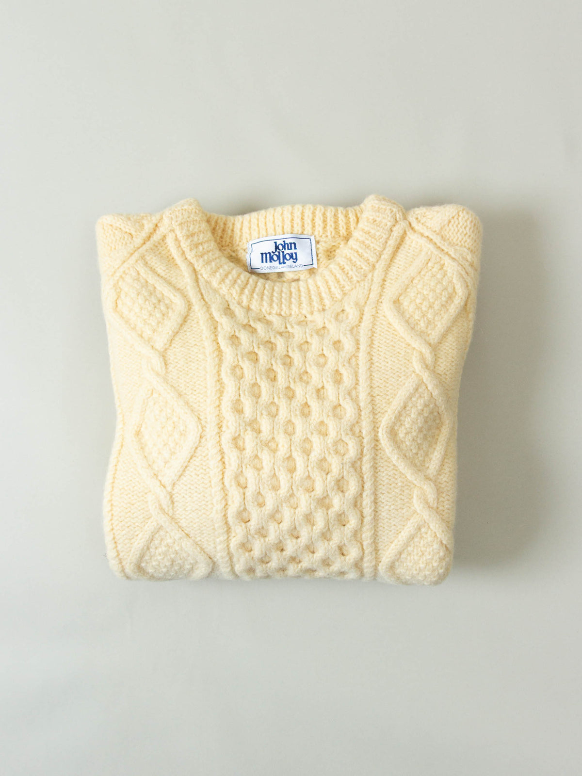 Vtg 1990s Fisherman Knit Wool Sweater – Made in Ireland (XS/S)