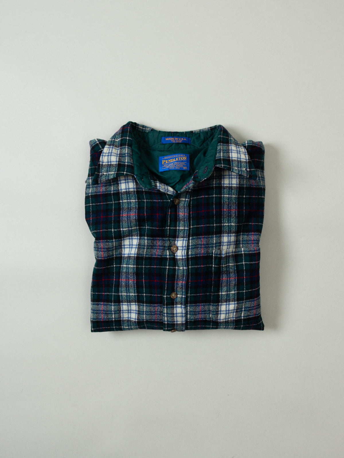 Vtg 1990s Pendleton Wool Flannel Shirt – Made in USA (M)
