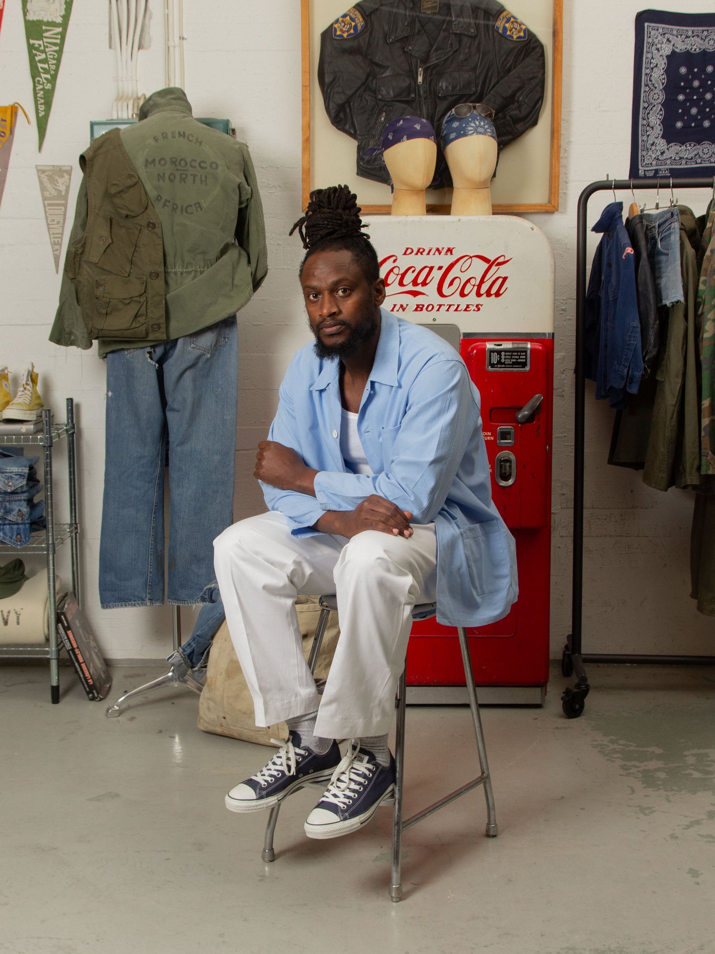 Deadstock 1950s French Army Camp Collar Shirt (M/L)