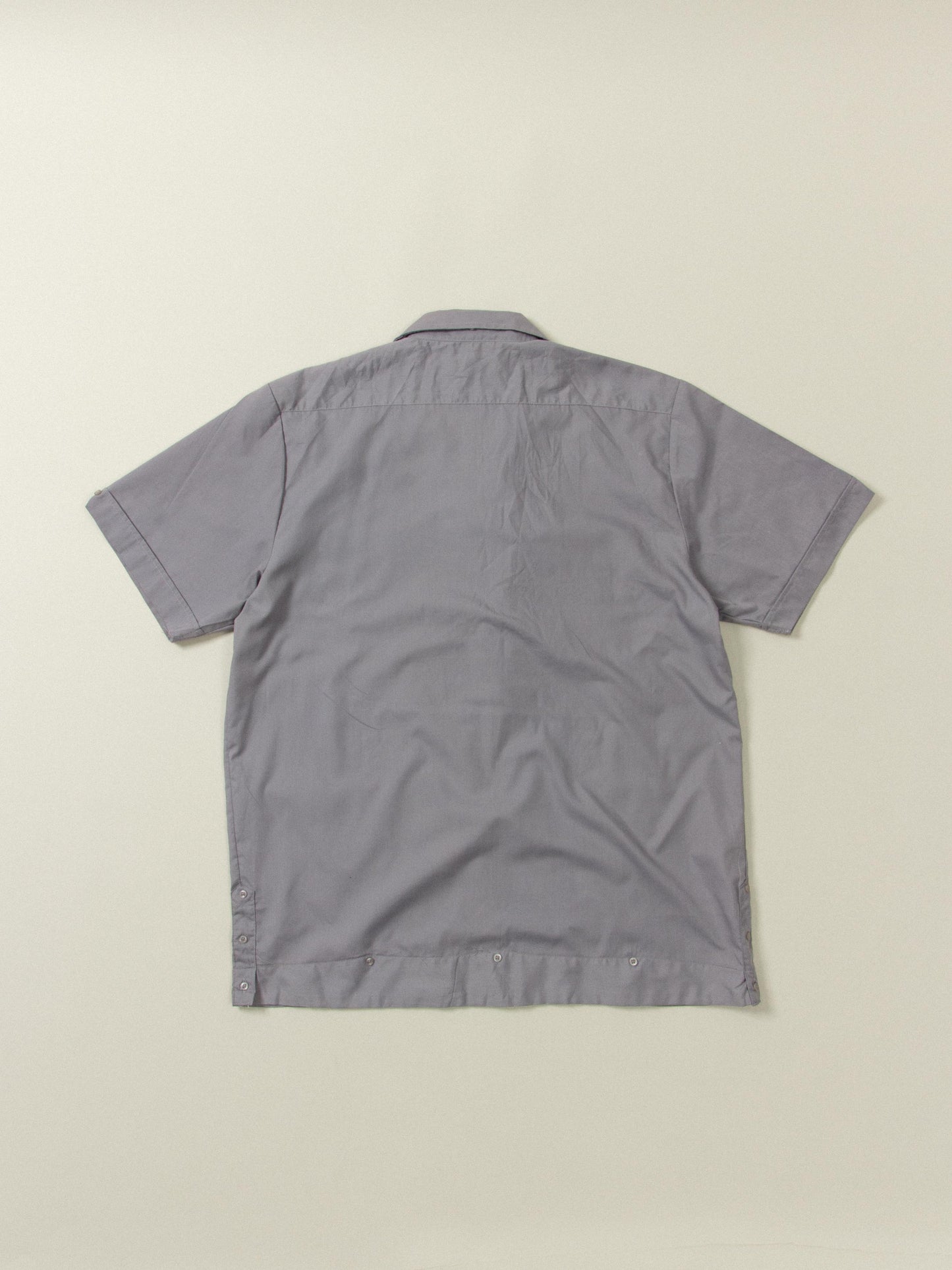 Vtg Short Sleeve Grey Cuban Shirt (XL)