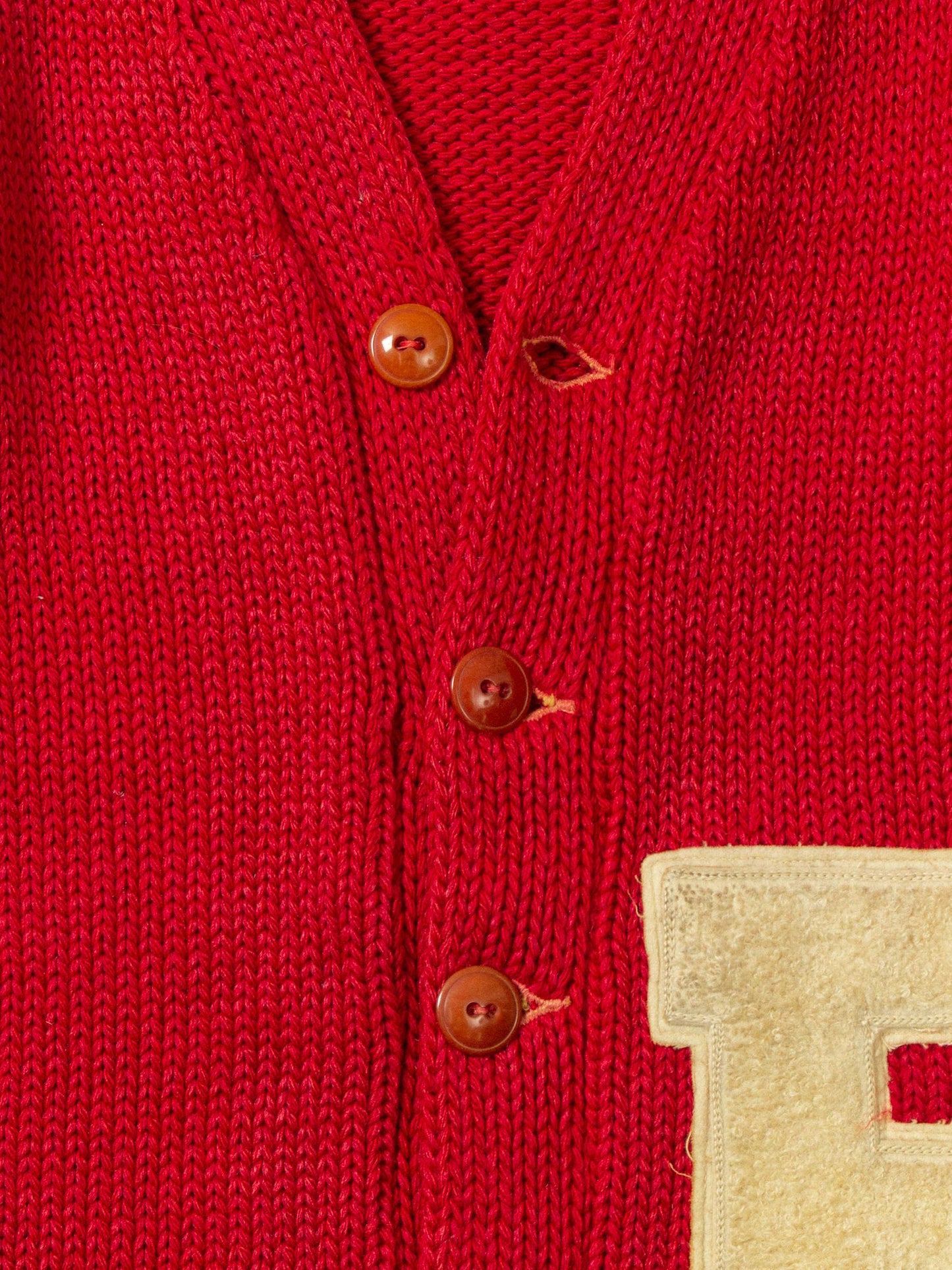 Vtg 1940s Letterman Wool Knit Cardigan (S)