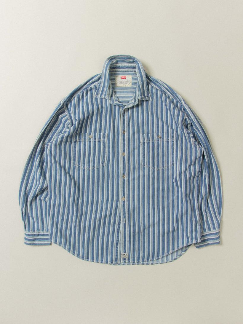 Vtg Levi's Striped Denim Shirt (XL)