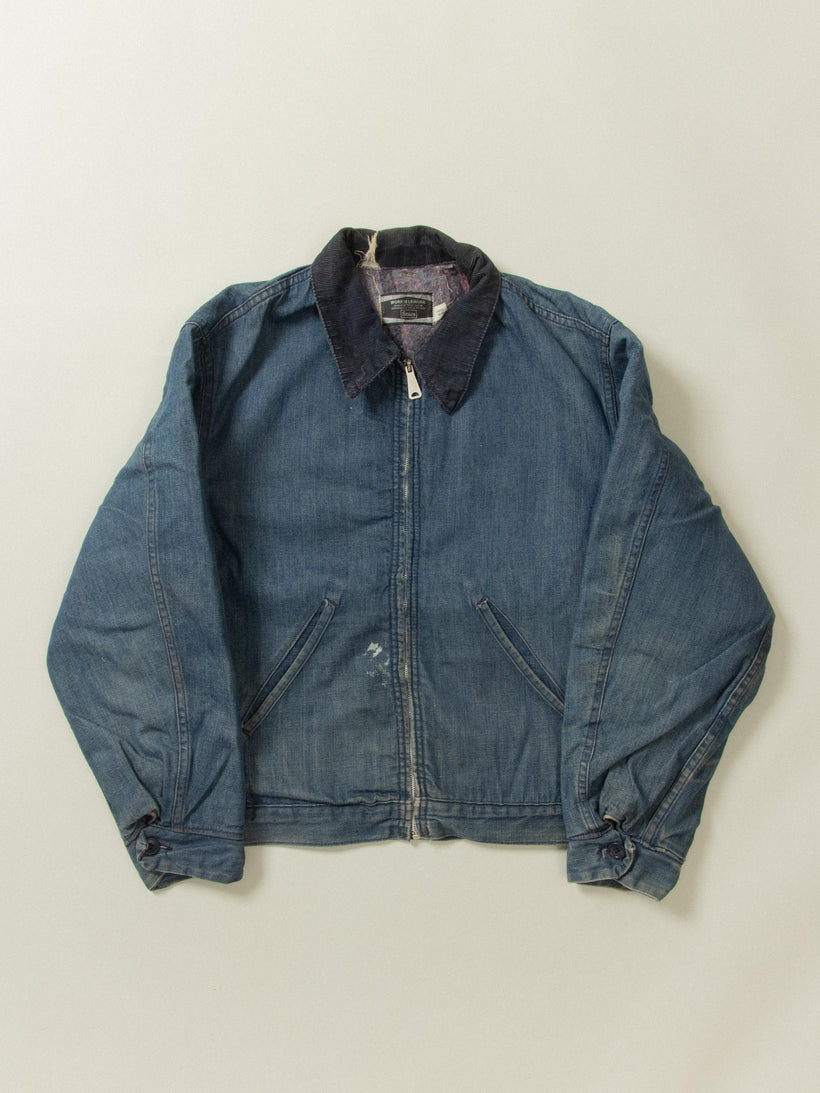 Vtg 1970s Sears Blanket Lined Denim Jacket - Made in USA (M)