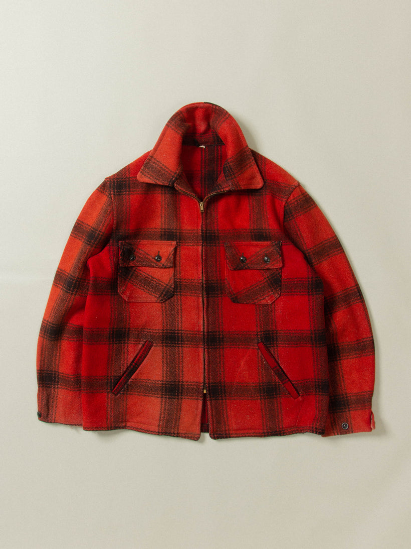 Vtg 1960s Buffalo Plaid Wool Jacket (M)
