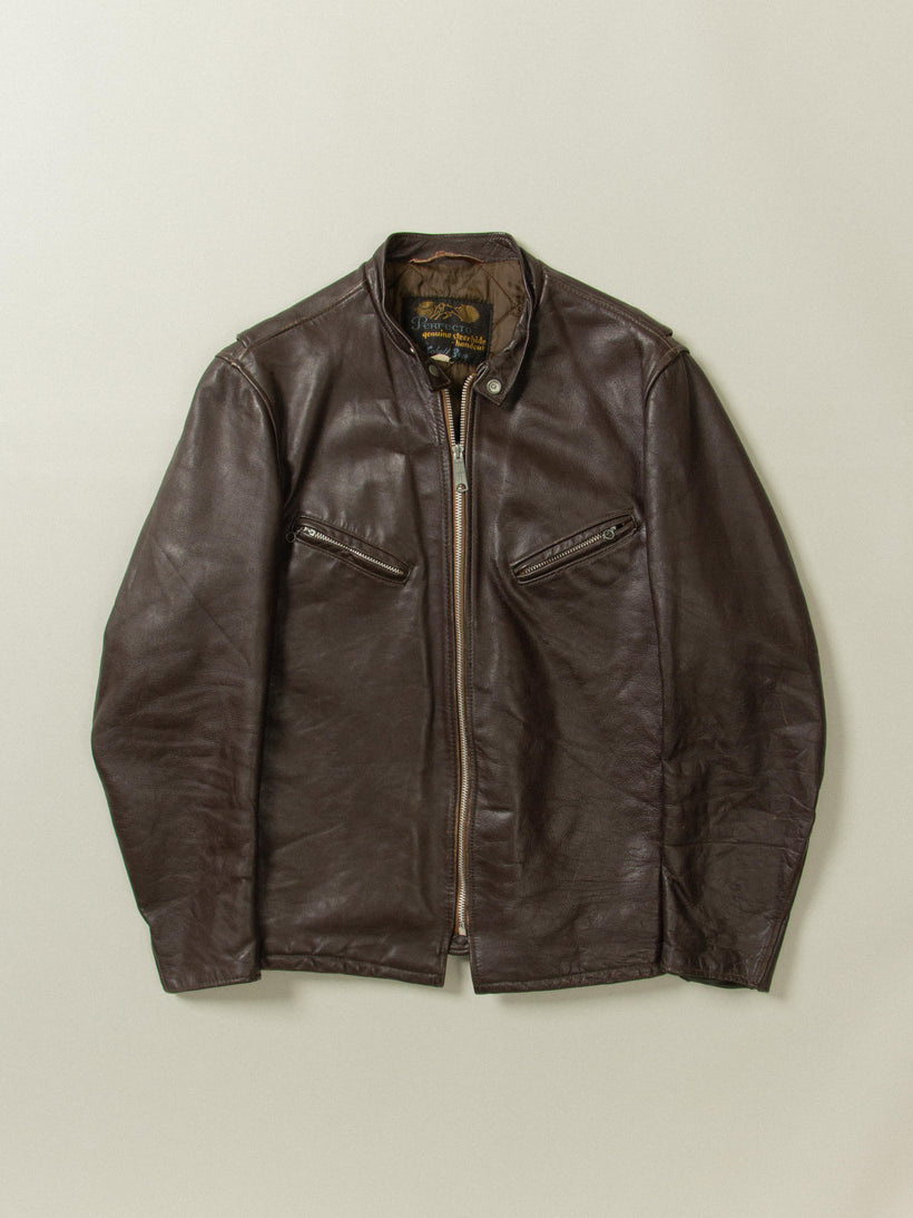 Vtg 1970s Schott Cafe Racer Steerhide Leather Jacket (M)