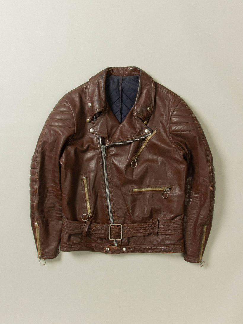 Vtg Drospo Inc. Leather Motorcycle Jacket (M)