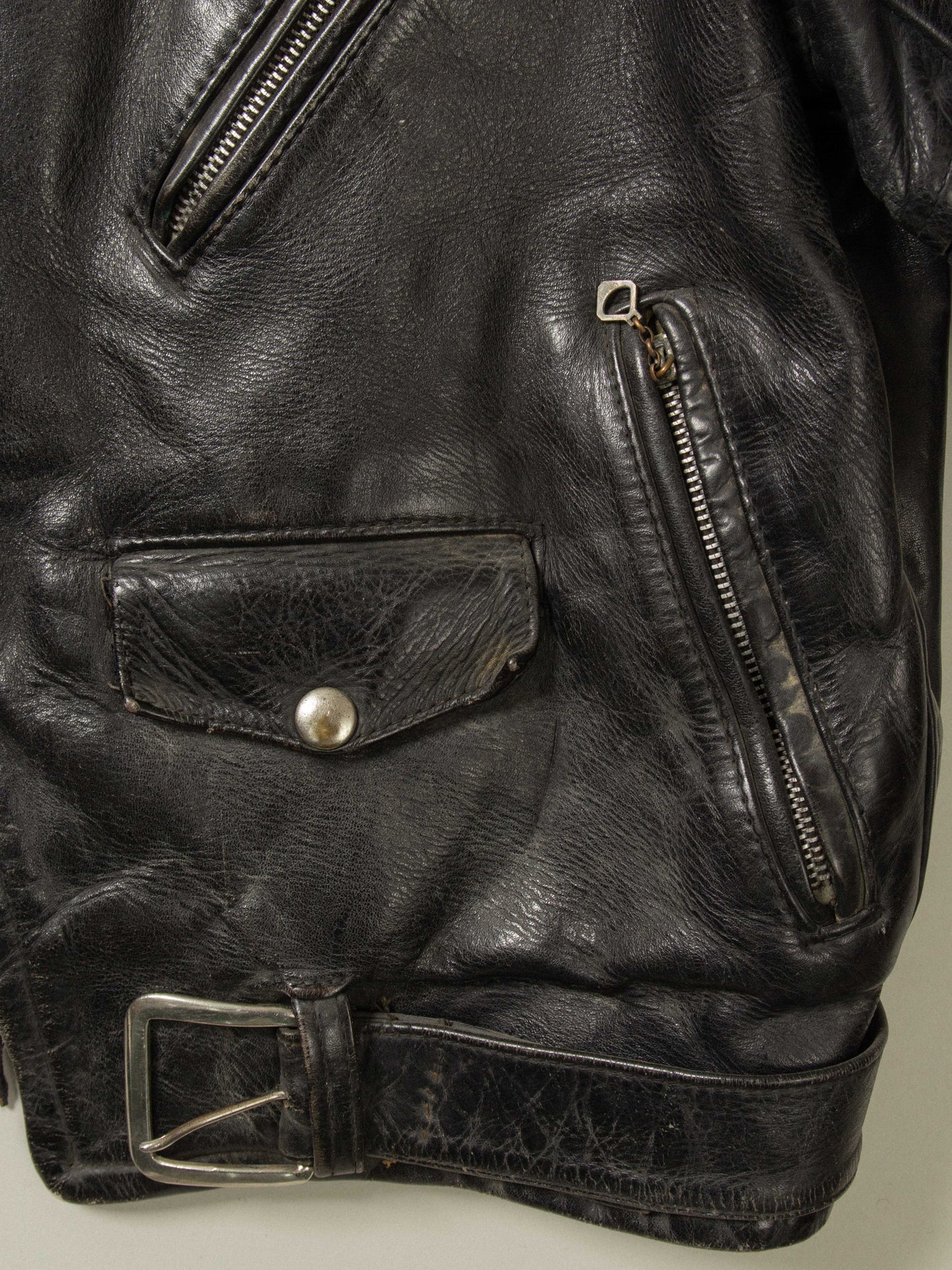 Vtg 1950s Campus Steerhide Biker Jacket (S)