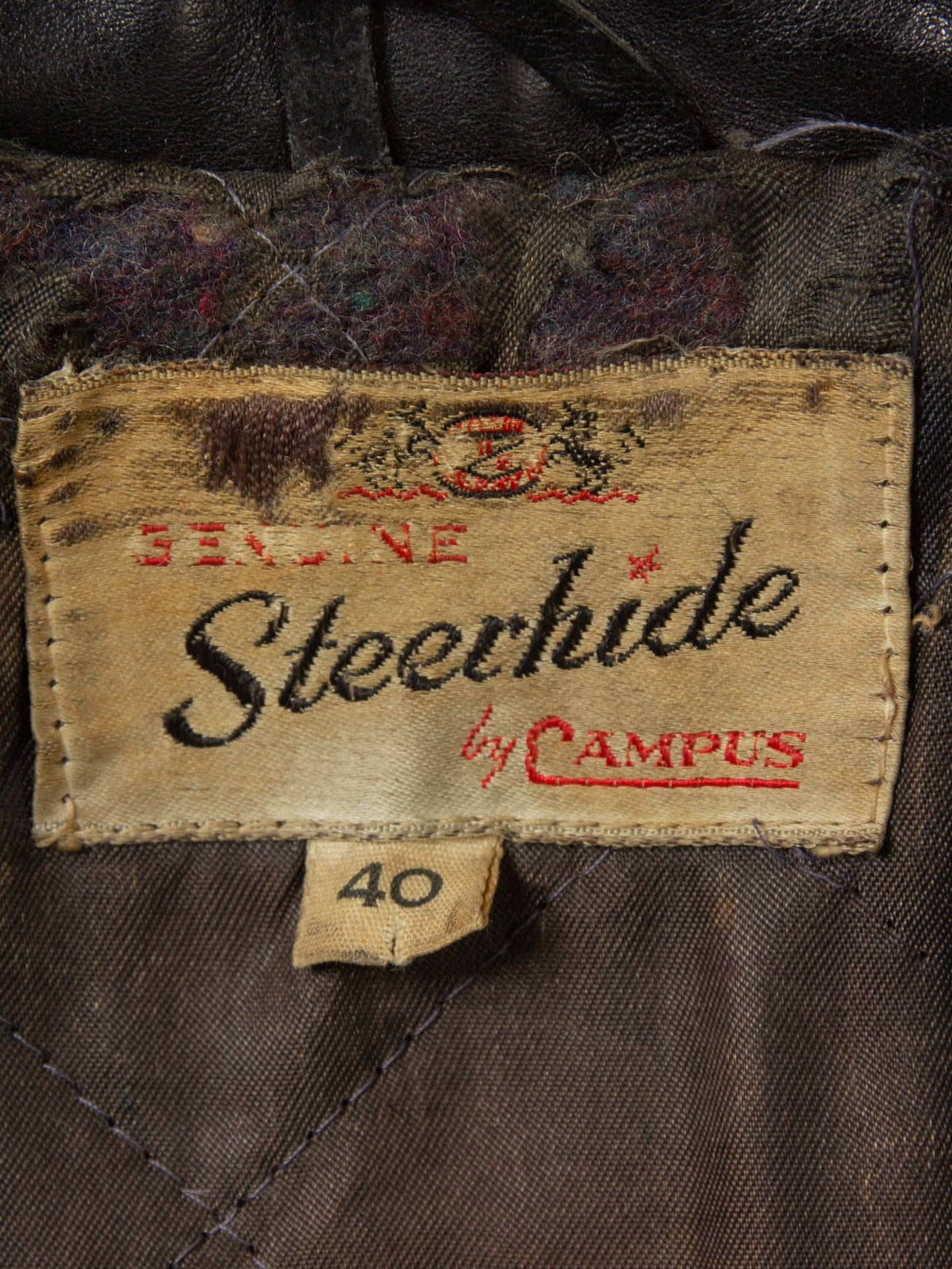 Vtg 1950s Campus Steerhide Biker Jacket (S)