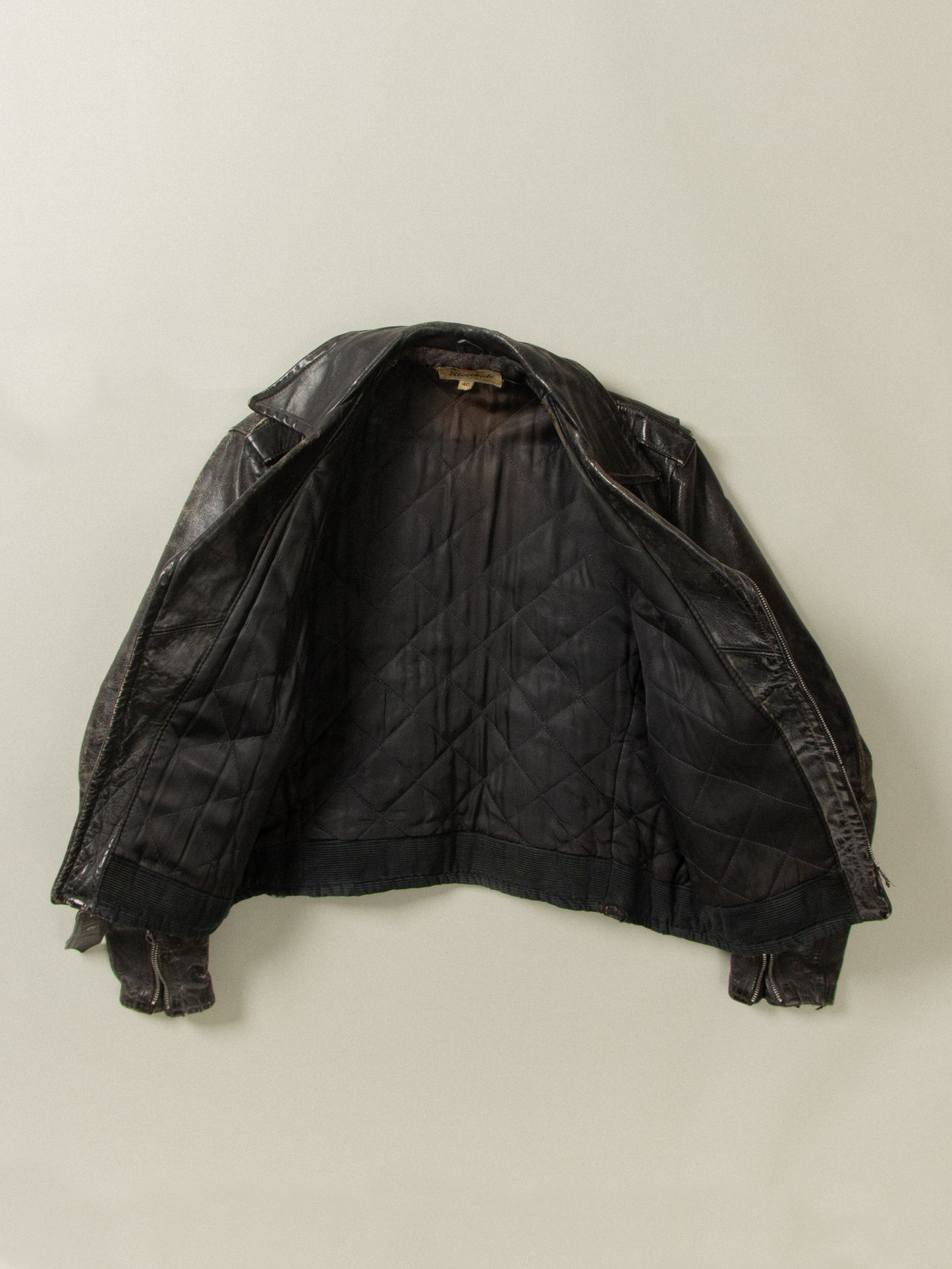 Vtg 1950s Campus Steerhide Biker Jacket (S)