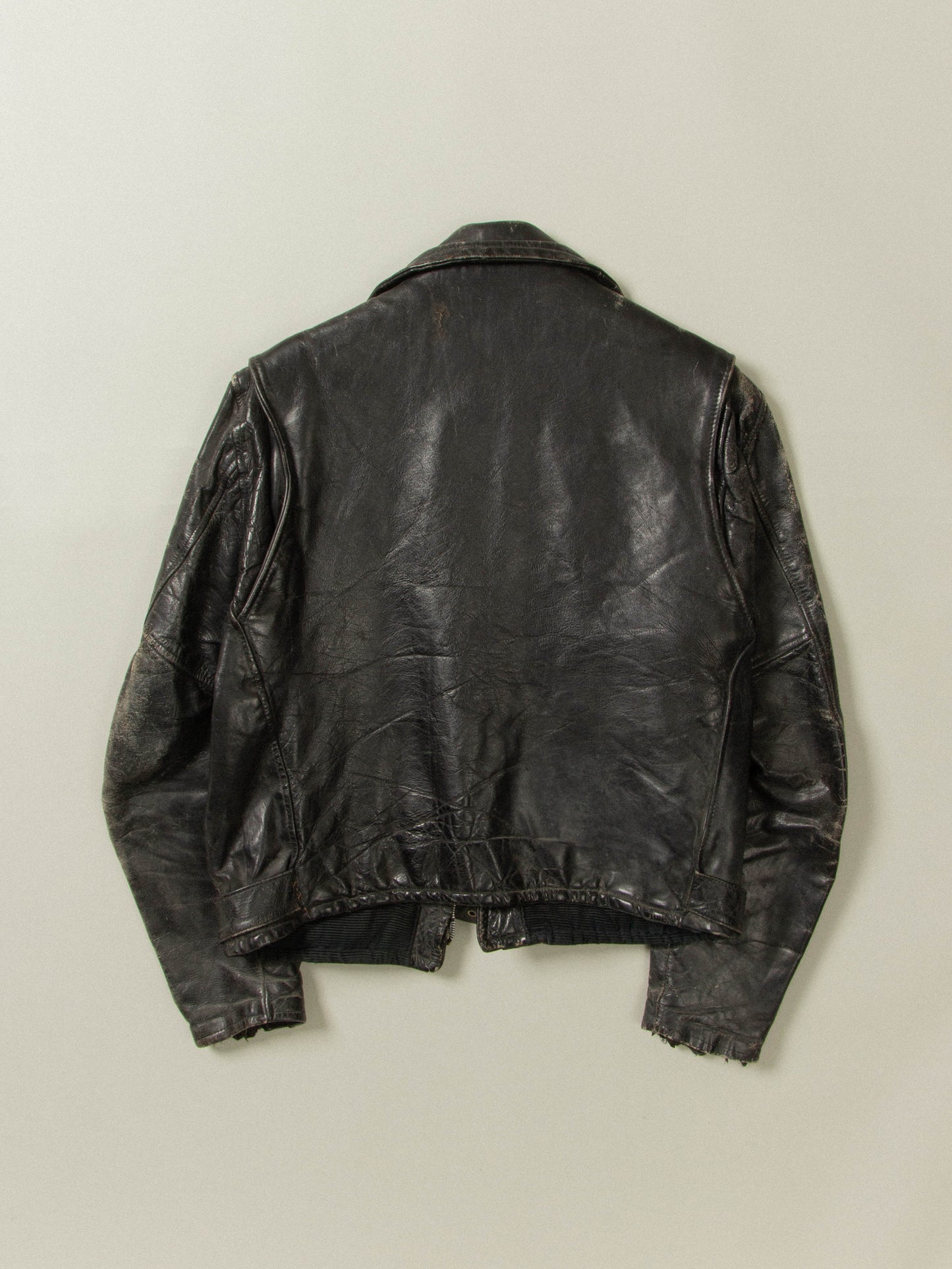 Vtg 1950s Campus Steerhide Biker Jacket (S)