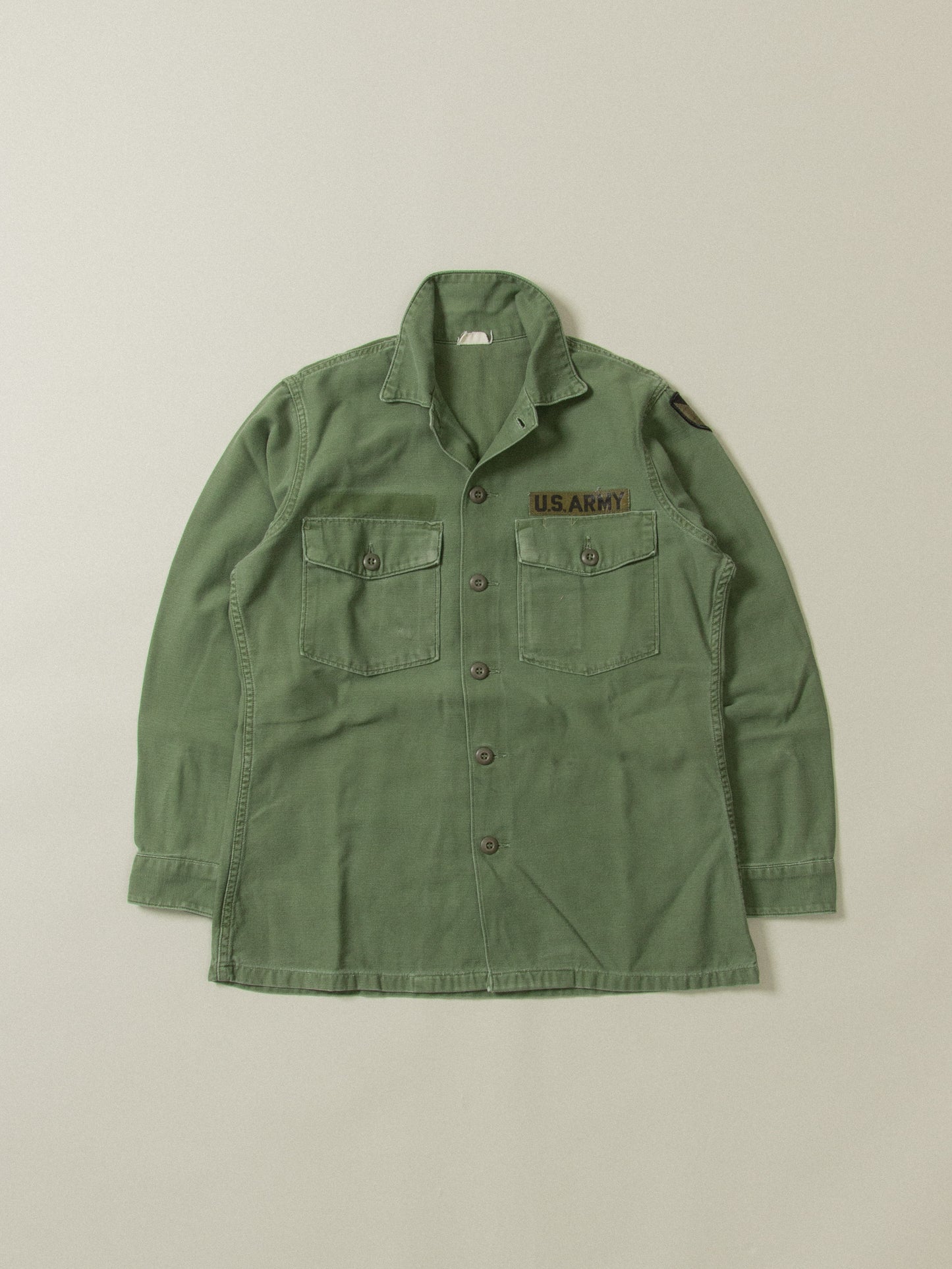 Vtg US Army OG-107 Fatigue Shirt (S/15½)