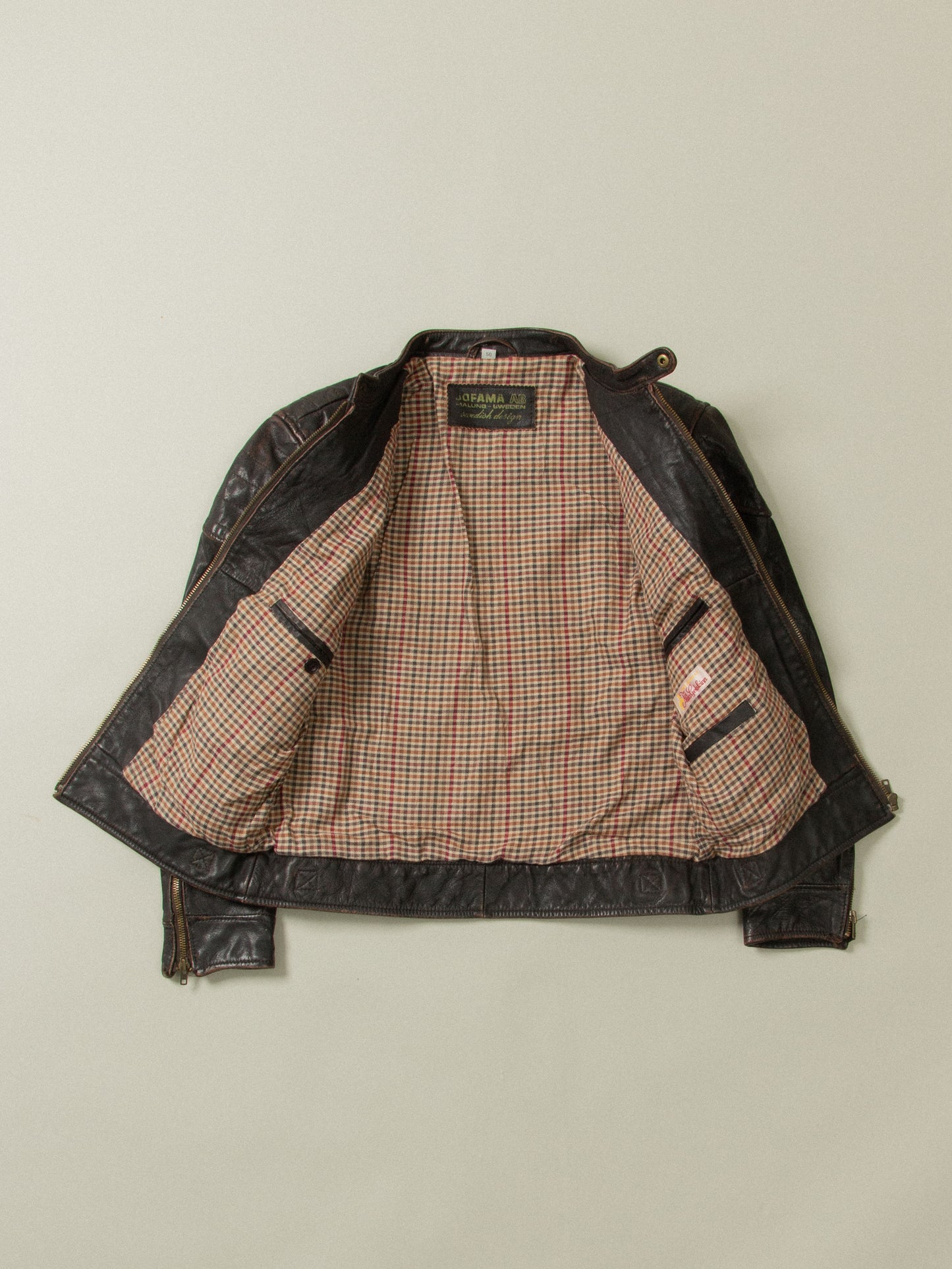 Vtg 1980s Jofama Black Leather Jacket (L)