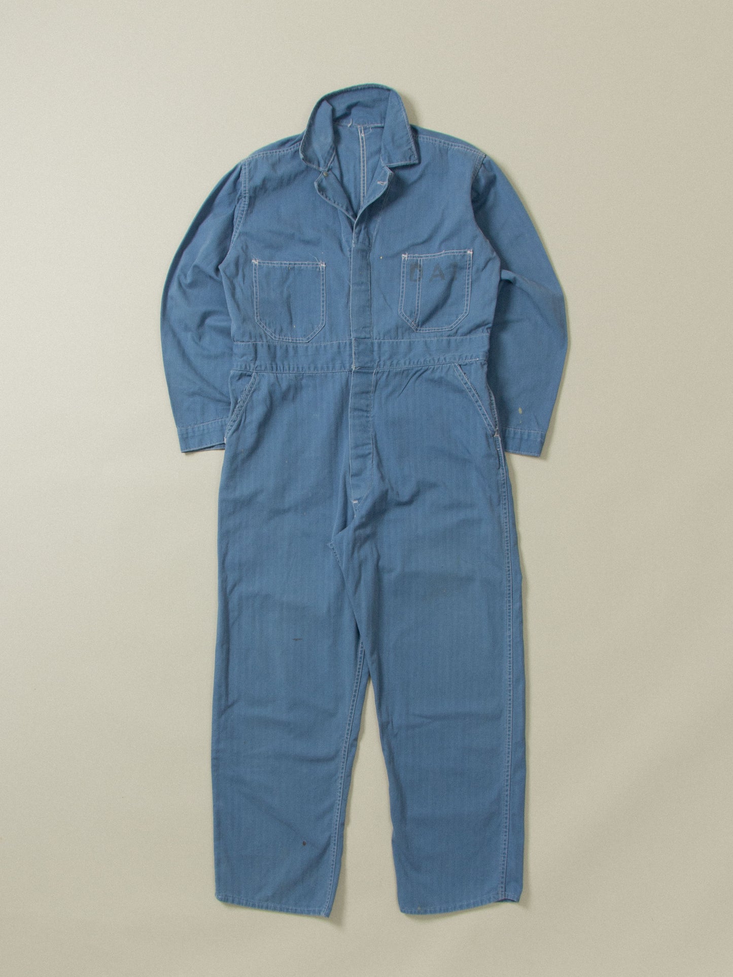 Vtg 1960s Workwear HBT Coverall (M)