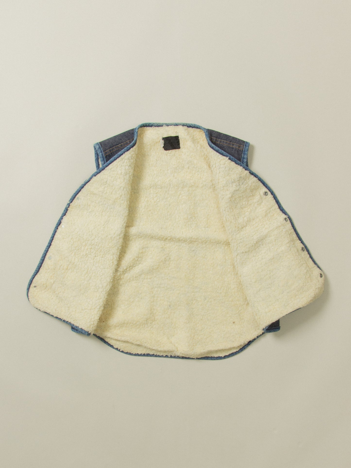 Vtg 1960s Roebucks Sherpa Lined Denim Vest (M)