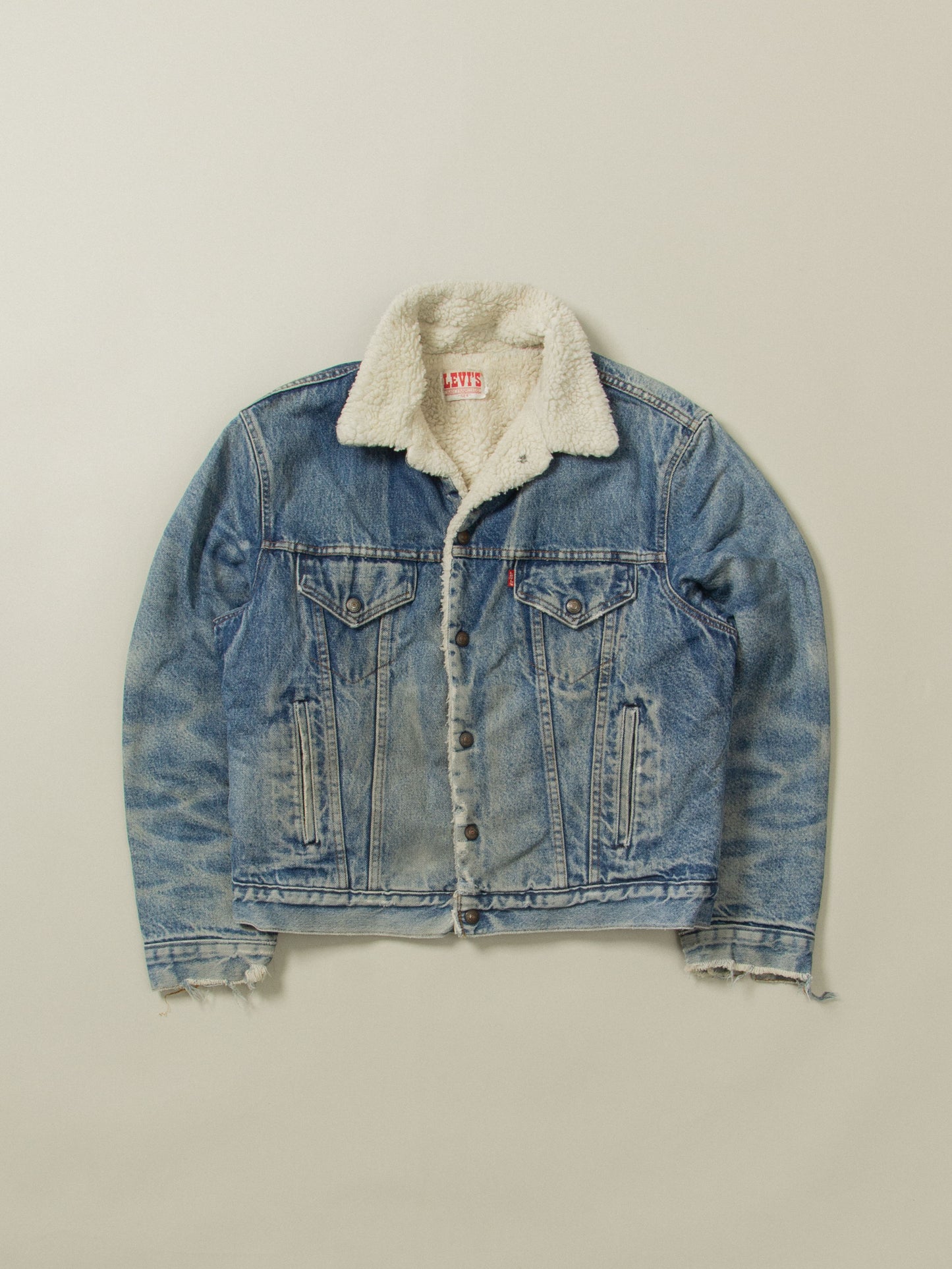 Vtg 1980s Levi's Sherpa Denim Jacket - Made in USA (L)