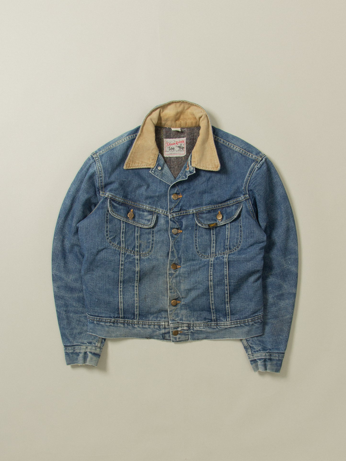 Vtg 1970s Lee Storm Rider Cat-Eye Lined Denim Jacket  - Made in USA (M)