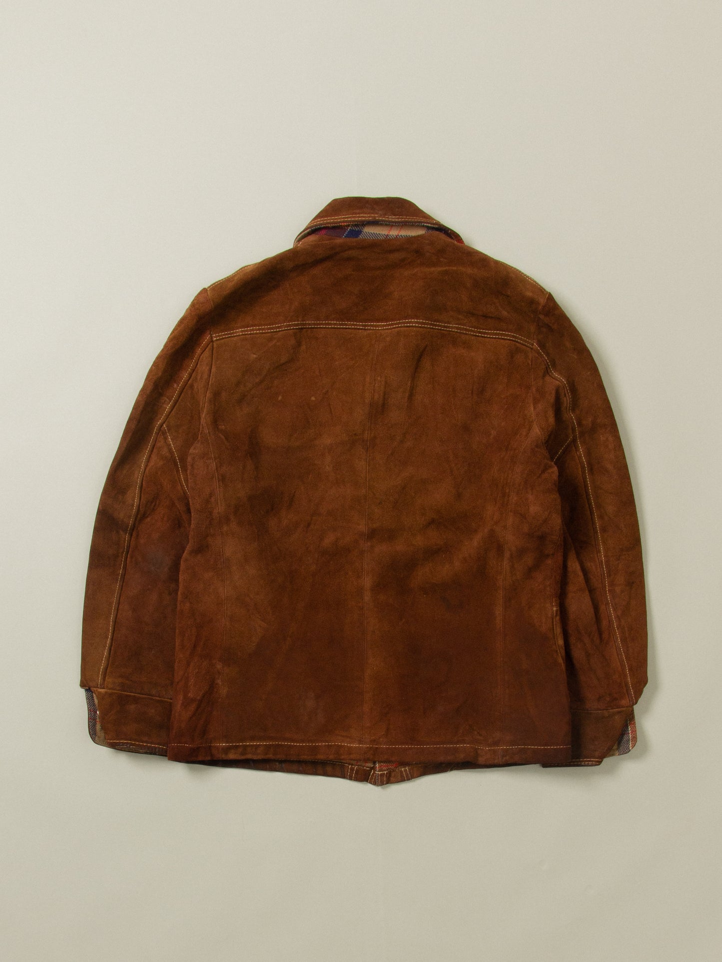 Vtg 1970s Quilted Suede Jacket (M)