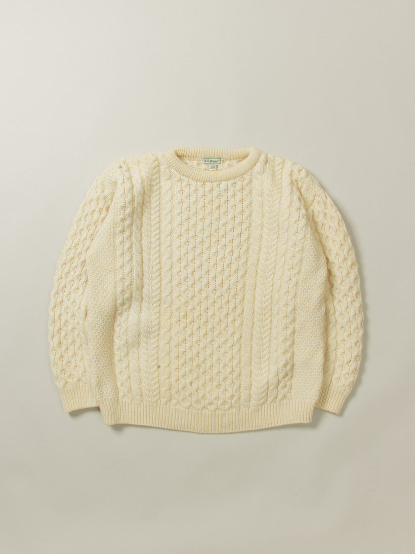 Vtg 1990s L.L. Bean Fisherman Knit Sweater - Made in Ireland (XL)