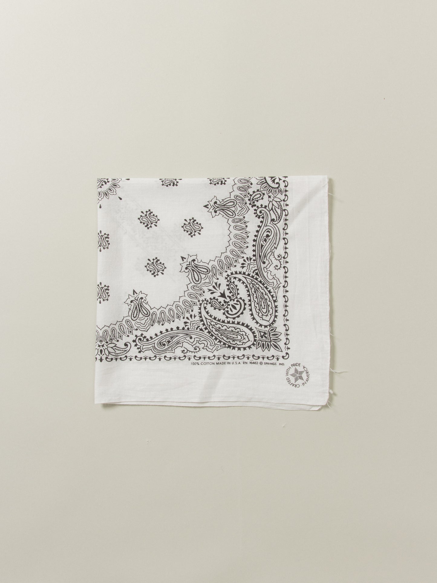 Vtg White Cotton Bandana Made in USA Broadway & Sons