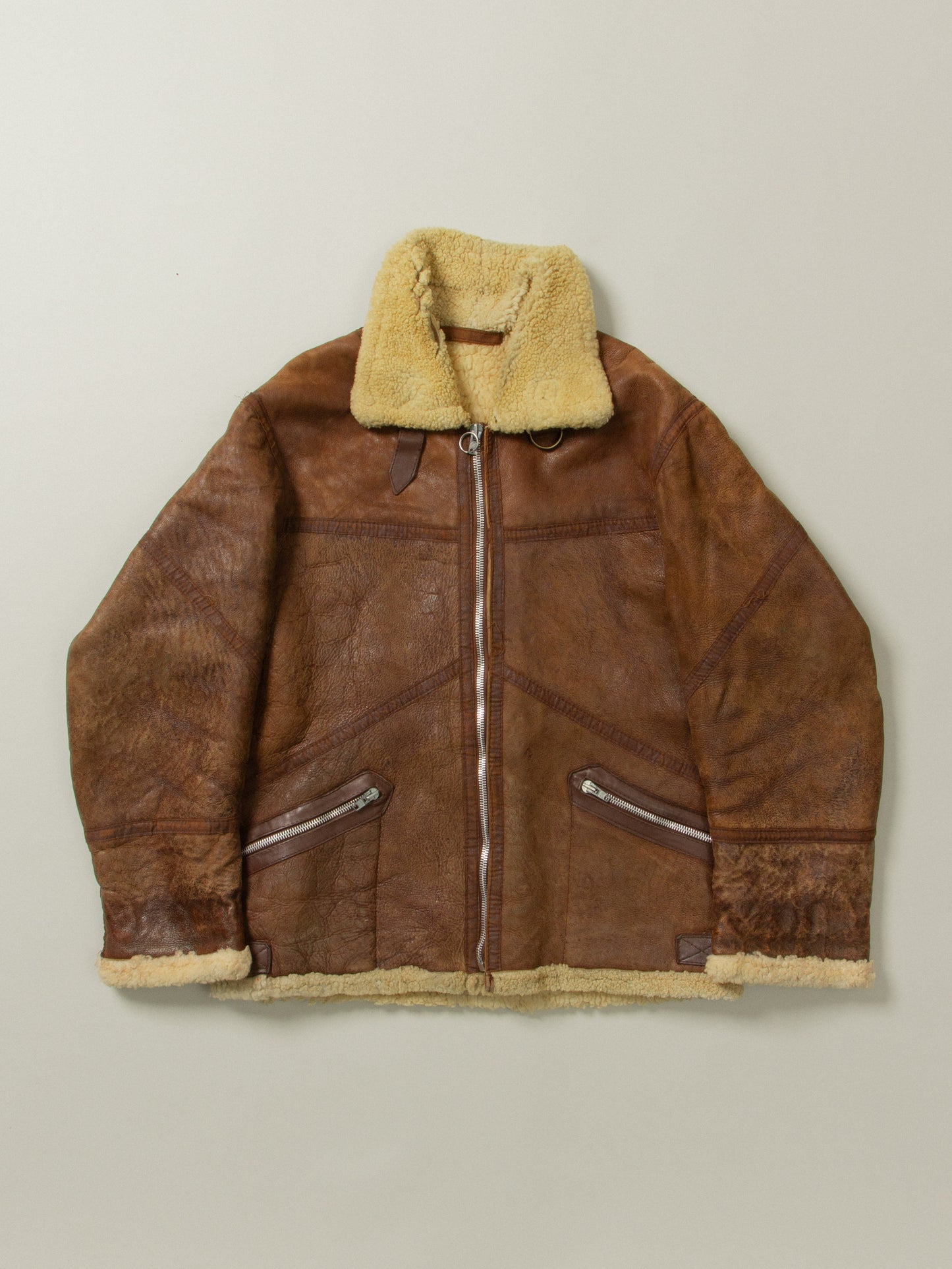 Vtg 1960s French Shearling Flight Jacket (M)